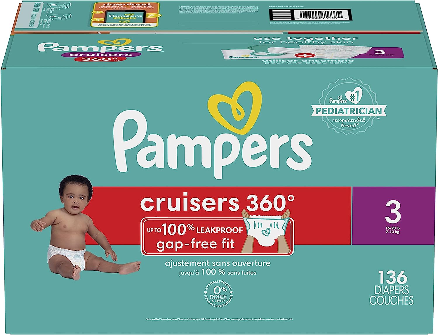 Pampers Cruisers 360 Diapers Size 3 136 Count