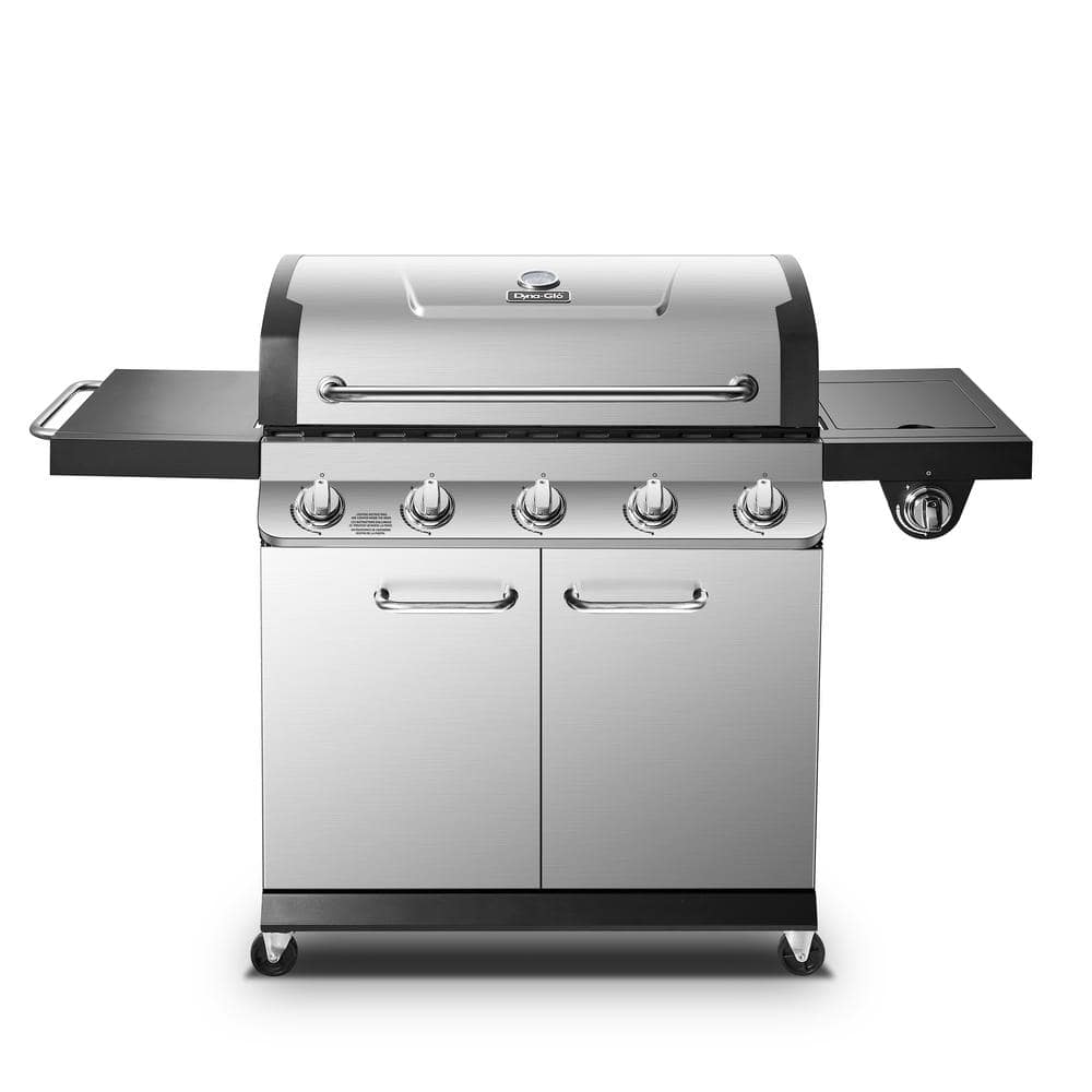 Dyna-Glo DGP552SSP-D Premier 5-Burner Propane Gas Grill in Stainless Steel with Side Burner