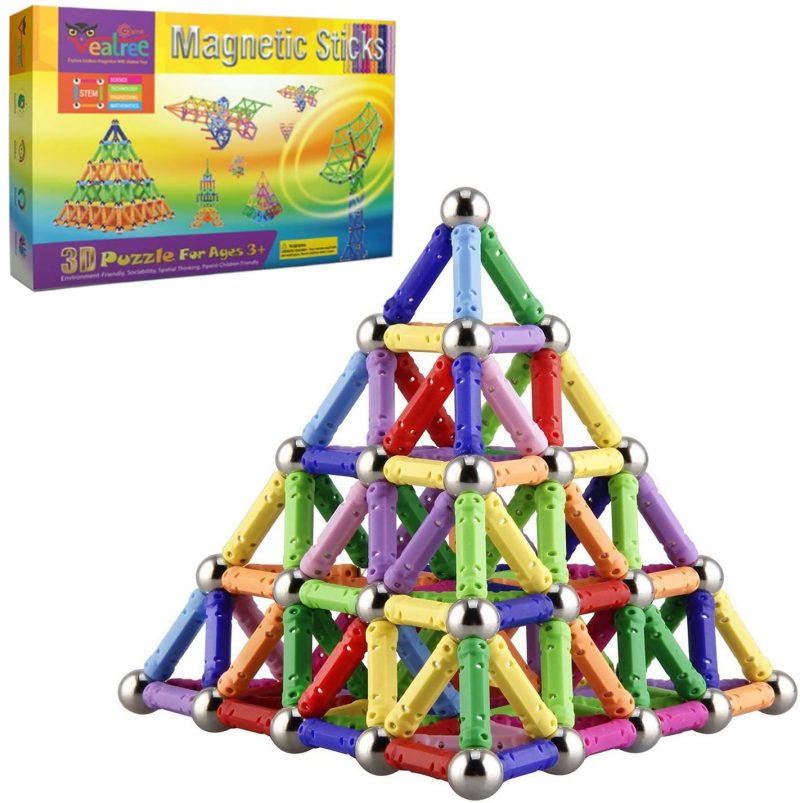 Veatree 160 Pcs Magnetic Building Sticks Blocks Toys. Magnet Educational Toys