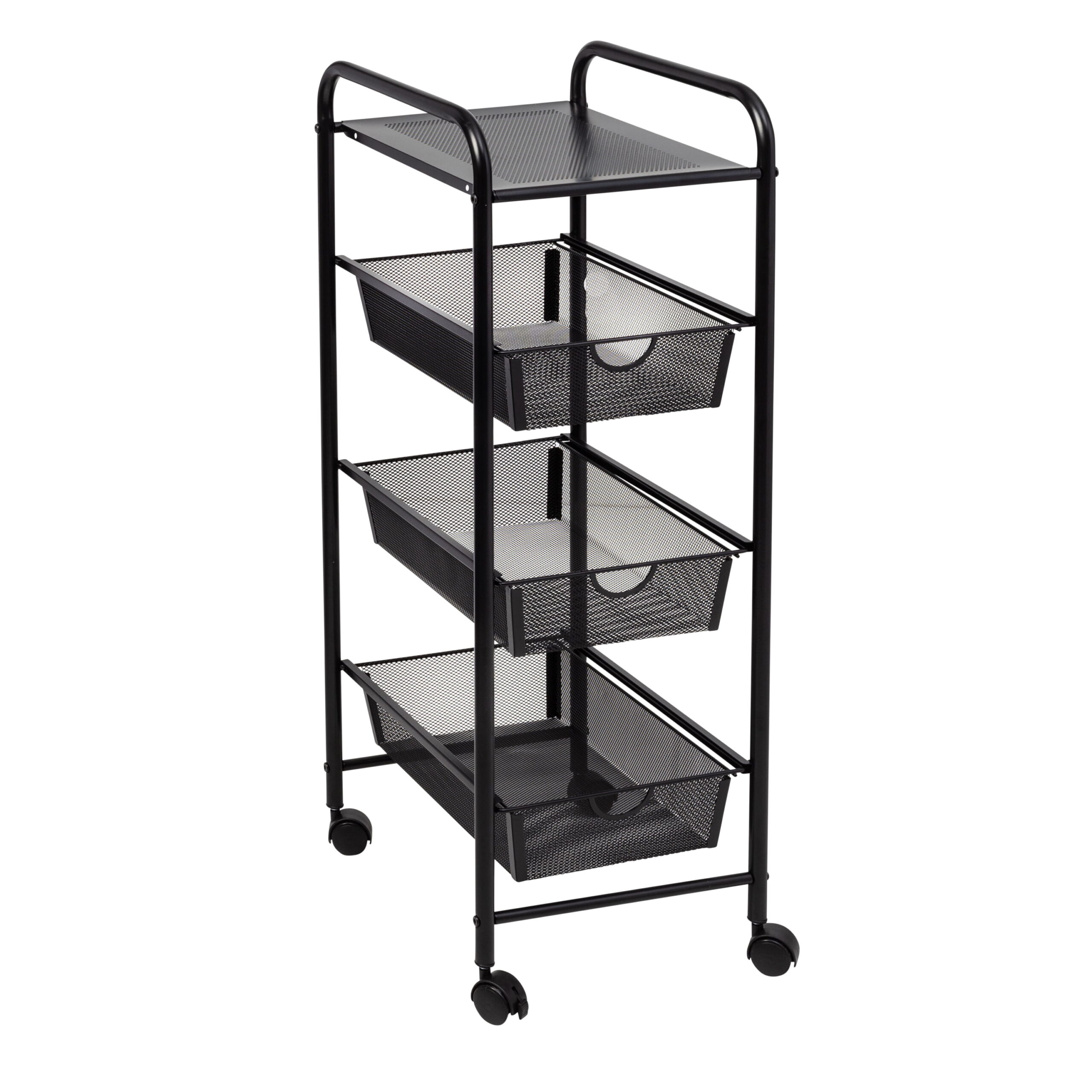 Honey-Can-Do Metal 3-Drawer Rolling Storage Cart On Wheels. Black
