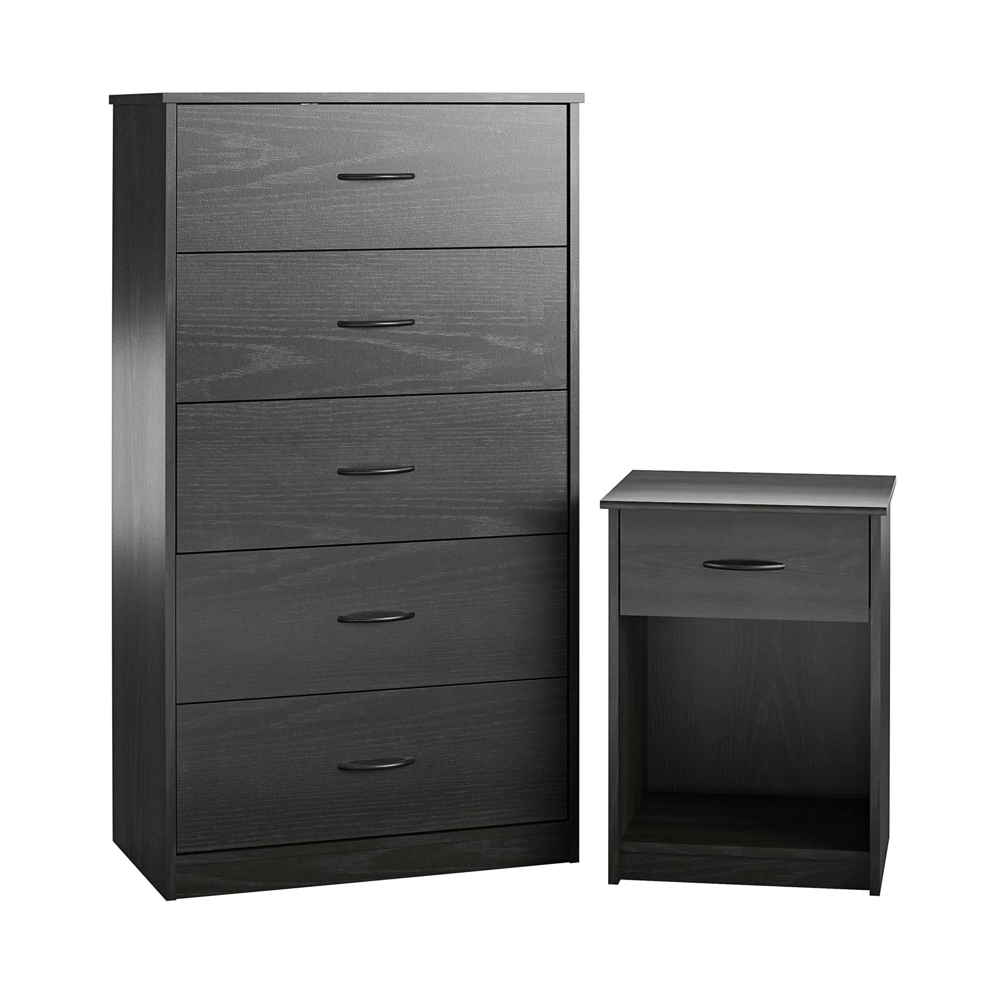 Mainstays Classic Nightstand with Drawer. Black Oak