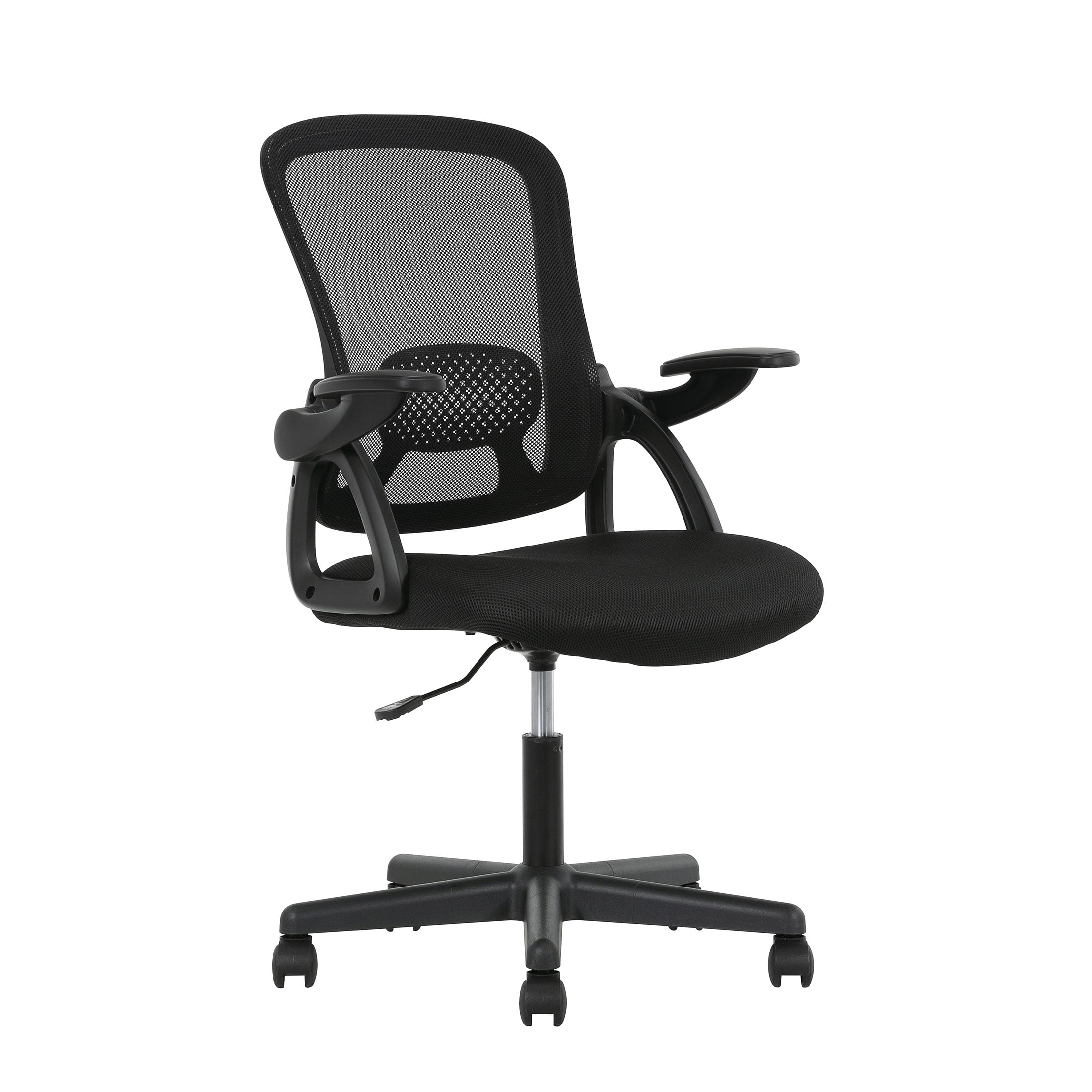 Mainstays Ergonomic Mesh Back Task Office Chair with Flip-up Arms. Black Fabric. 275 lb