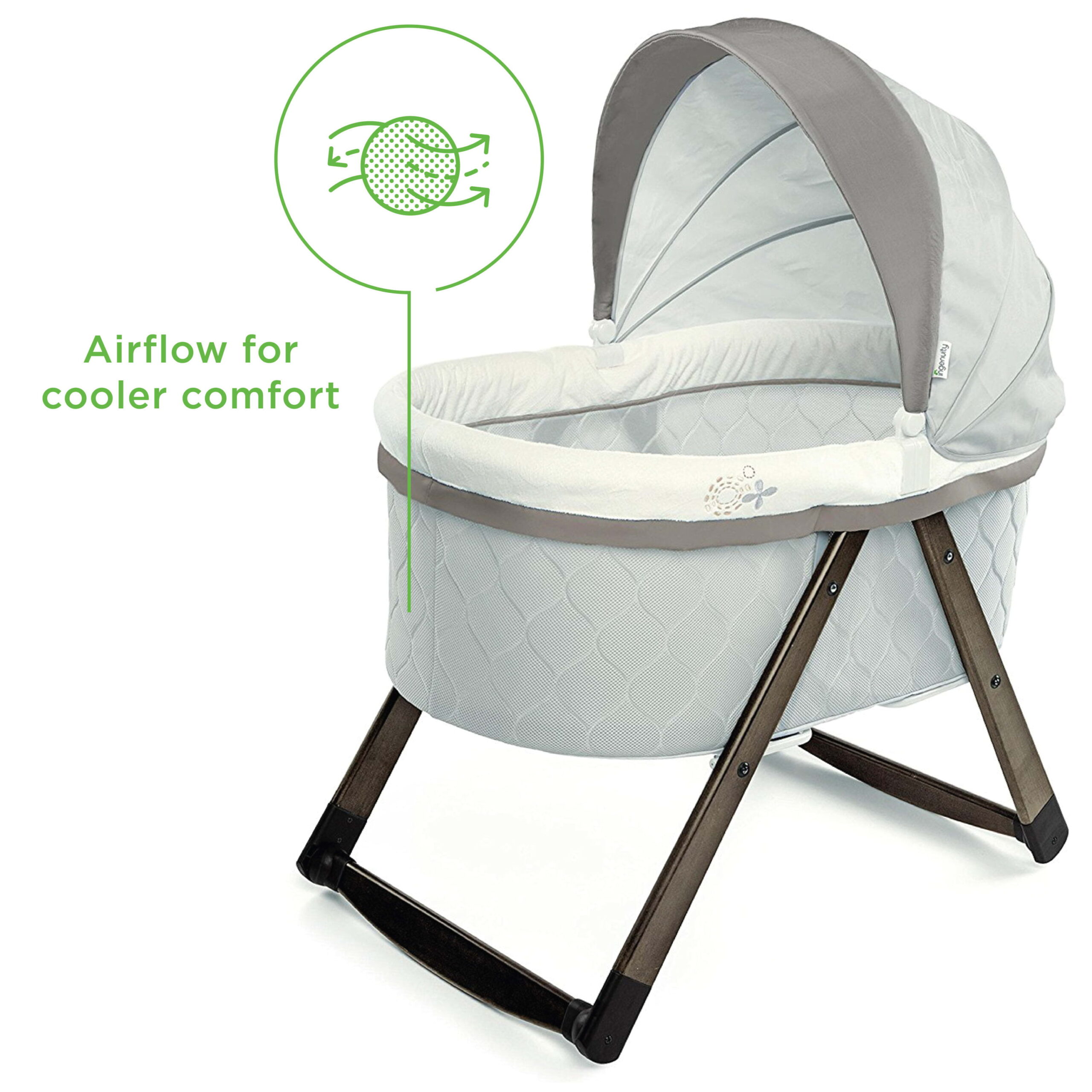 Ingenuity DreamComfort FoldAway Rocking Portable Wood Bassinet - Carrington