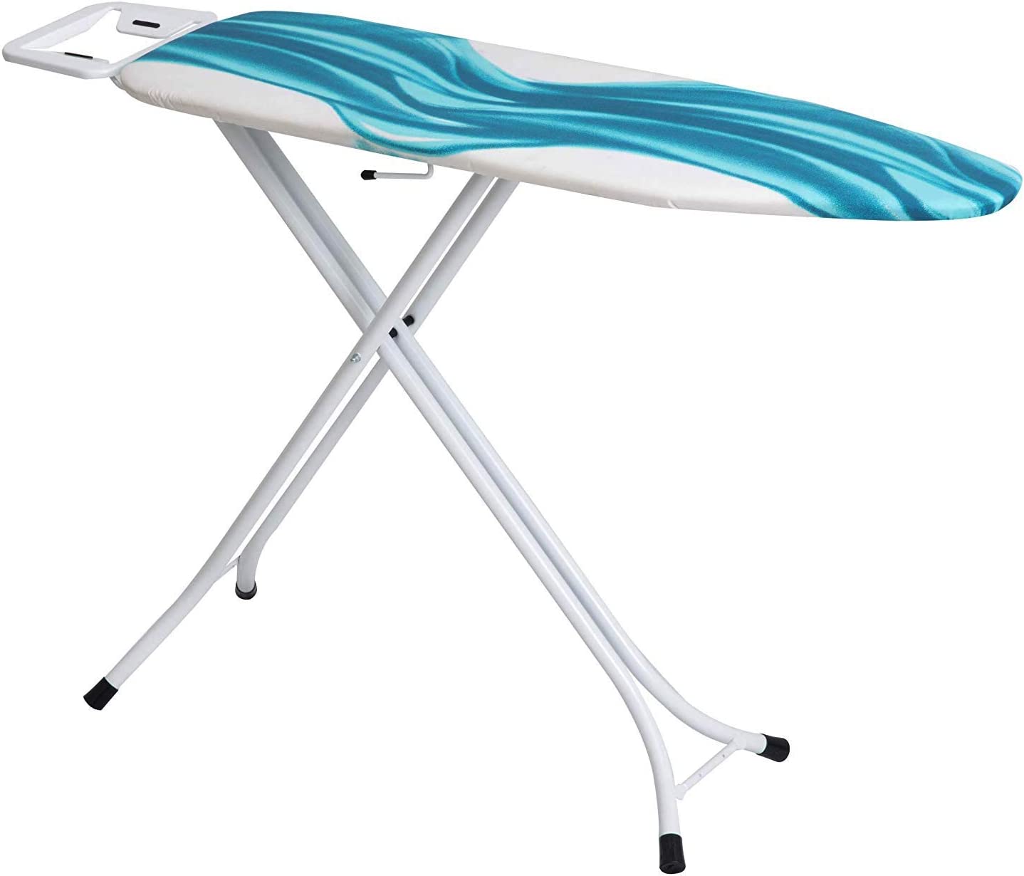 Mabel Home Adjustable Height. Deluxe. 4-Leg. Ironing Board. Extra Cover. Blue/White Patterned