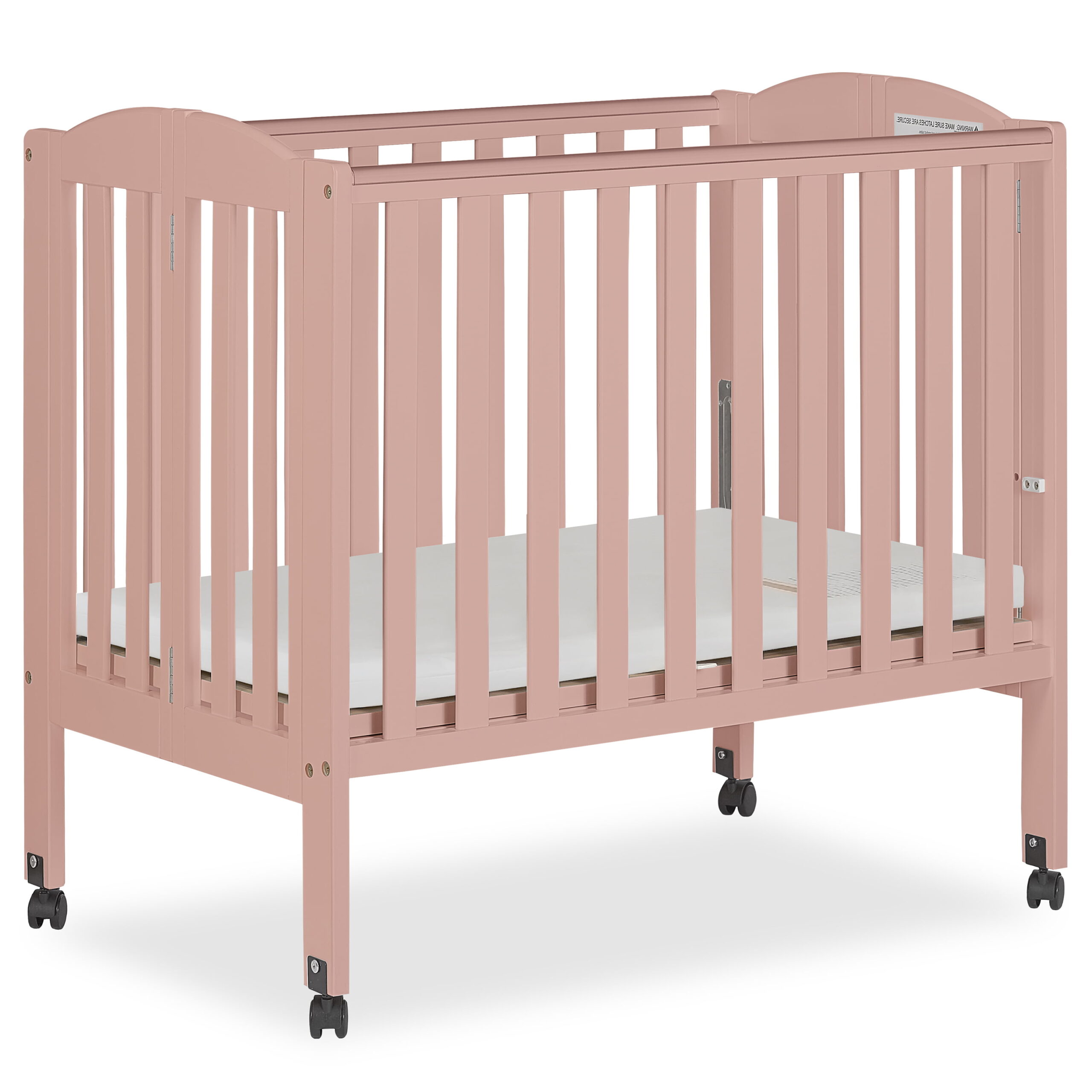 Dream On Me 2-in-1 Folding Portable Mini Crib. Dusty Pink