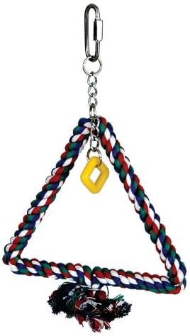 Featherland Paradise Hanging Bird Swing. Cotton Rope Wrapped. Pyramid. Small