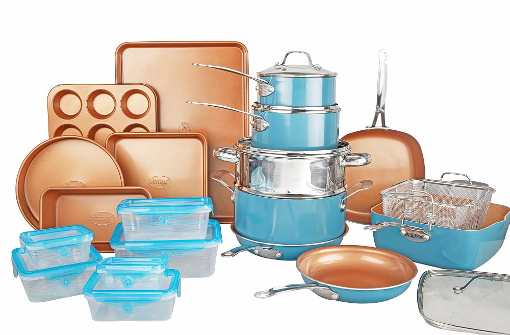 Gotham Steel 32 Piece Cookware Set. Bakeware and Food Storage Set. Nonstick Pots and Pans