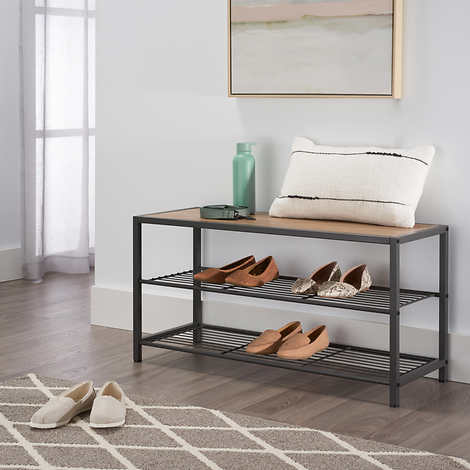 Trinity Shoe Bench With Wire Shelves
