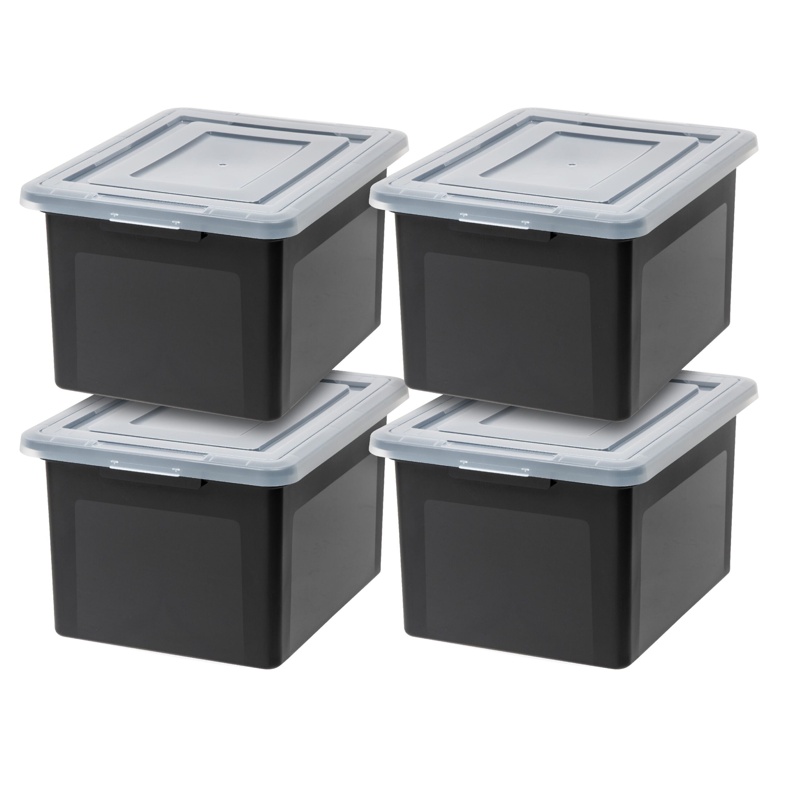IRIS USA Letter and Legal Size File Box. Black. Set of 4