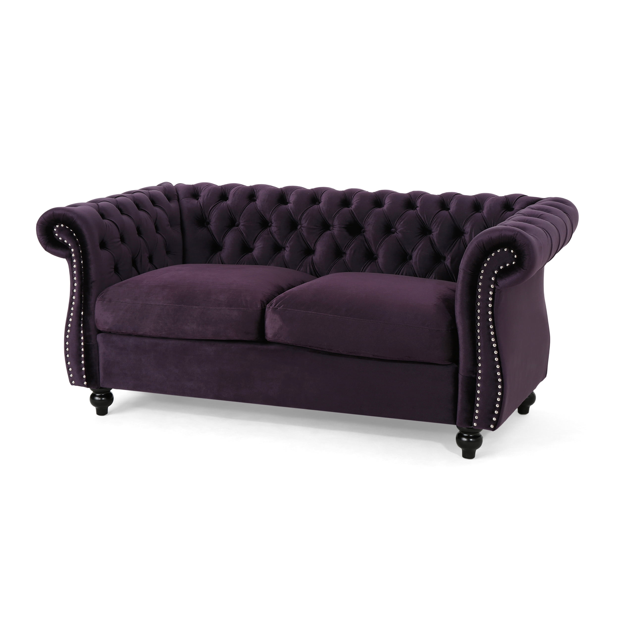 Noble House Dior Fabric Tufted Loveseat. Blackberry