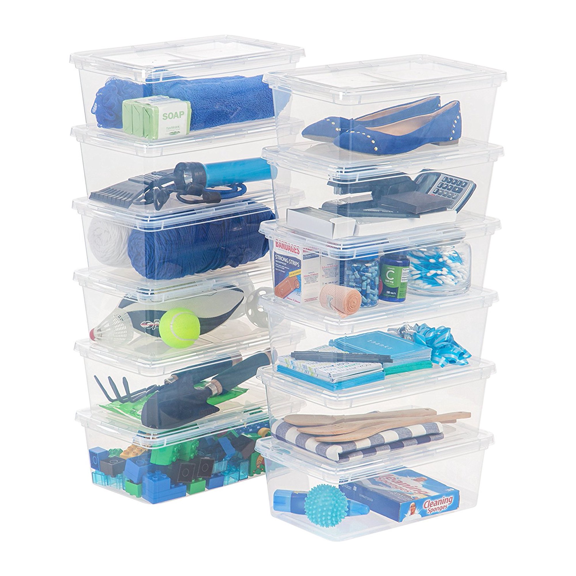 IRIS USA 6 Qt Clear Storage Latch Box. Set of 12