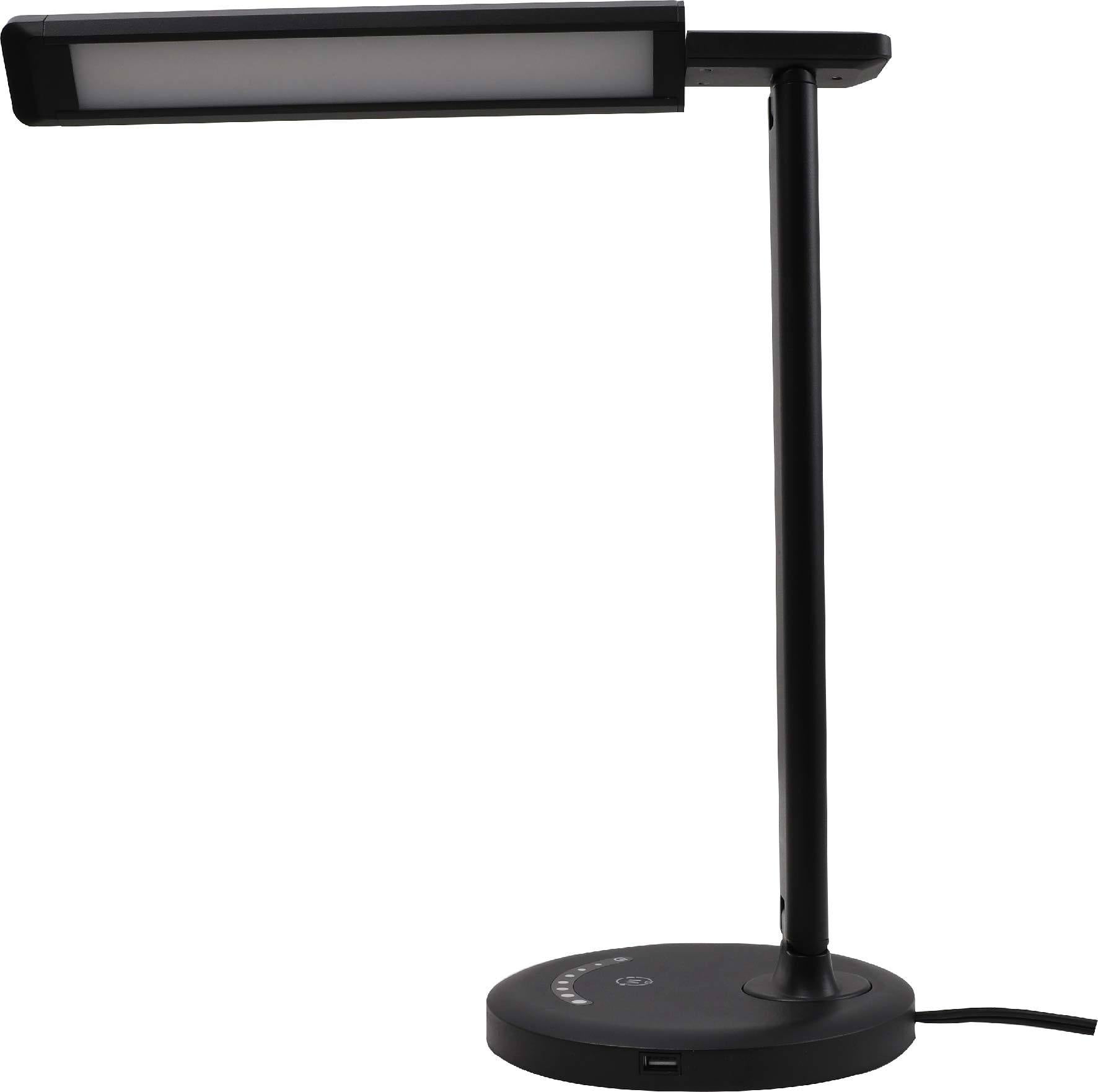 Mainstays Dimmable Plastic LED Desk Lamp with USB Charging Port. Black with Powder Coating