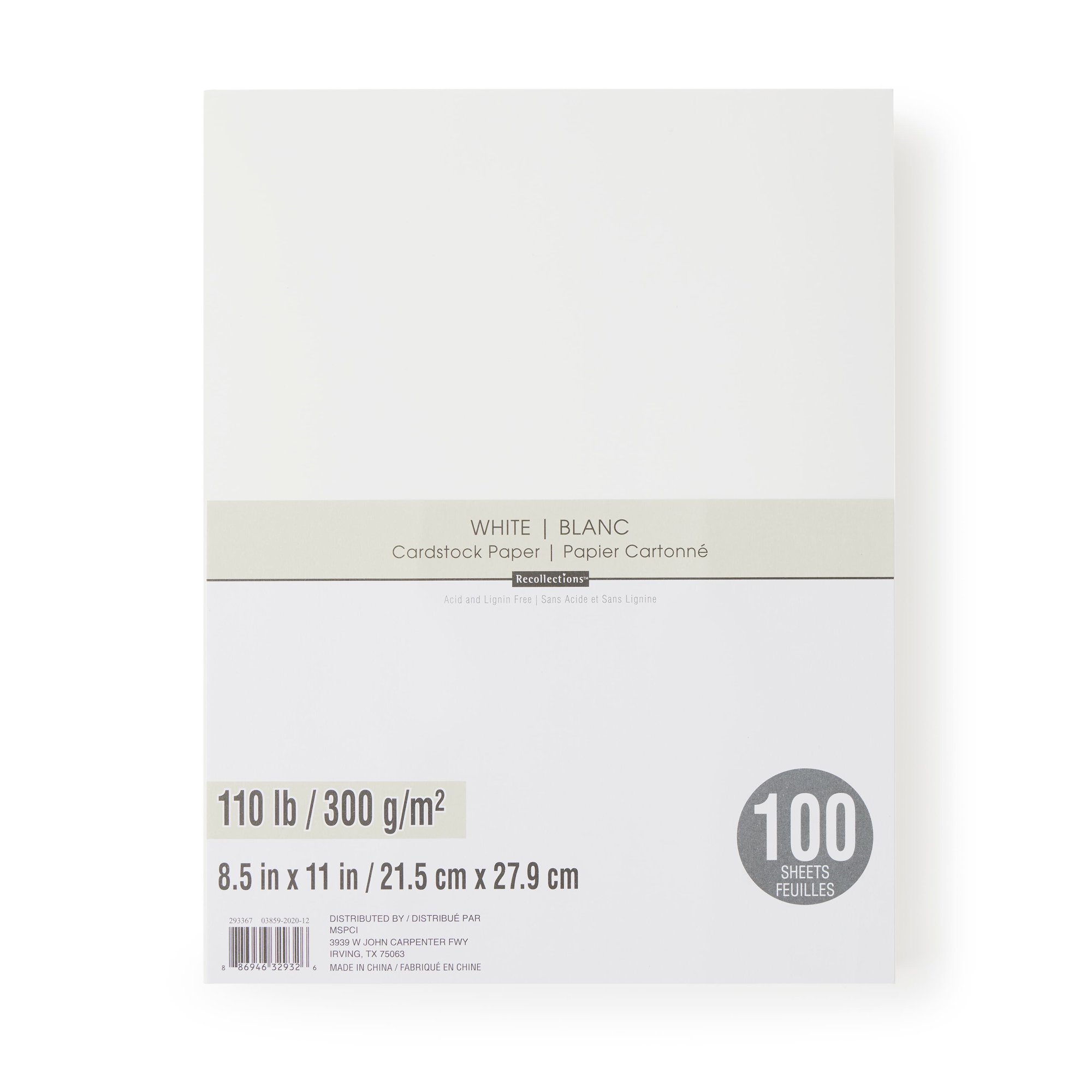 Recollections 9 Packs: 100 ct. (900 total) White Heavyweight 8.5″ x 11″ Cardstock Paper