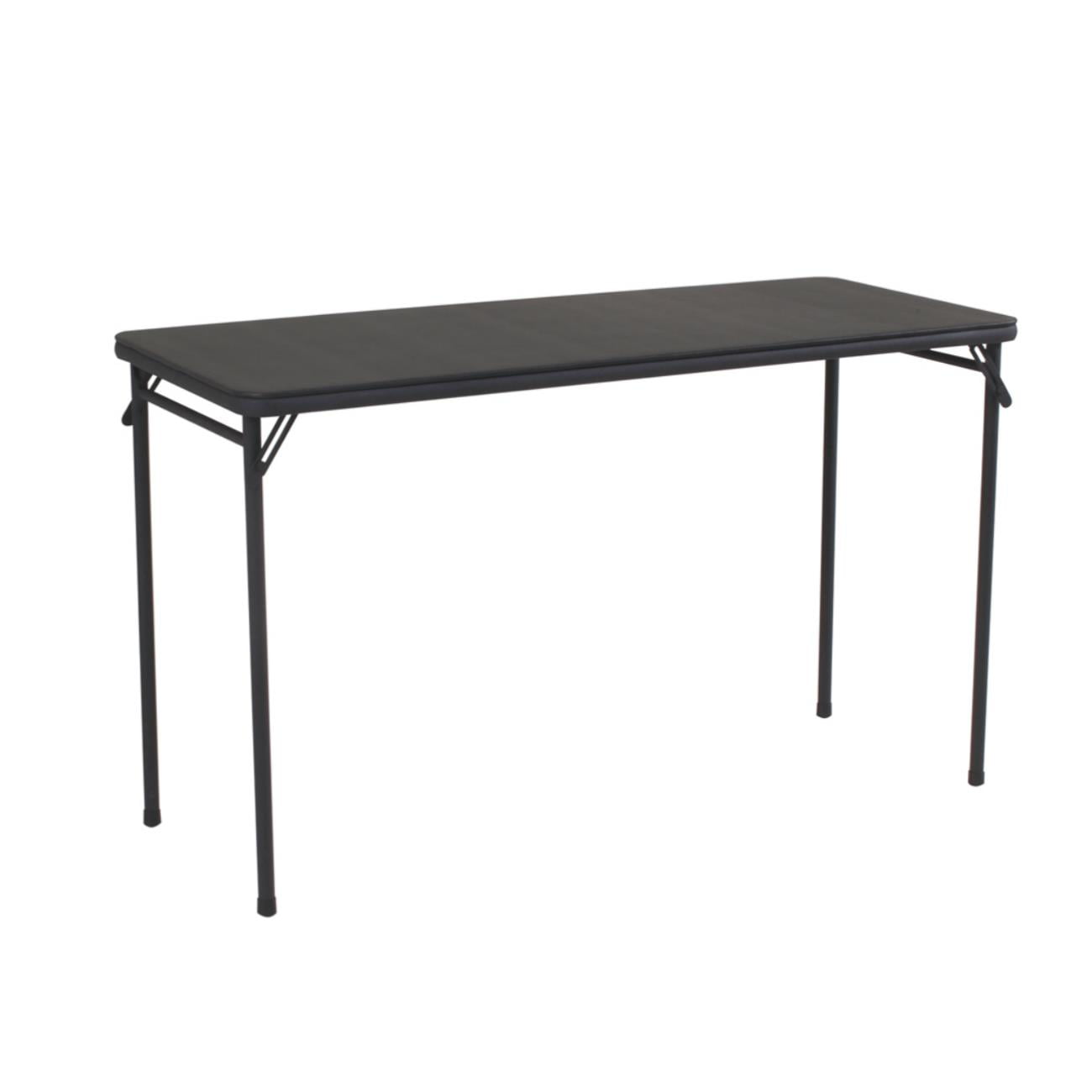 COSCO 4 Ft. Vinyl Upholstered Steel Frame Folding Table. Black