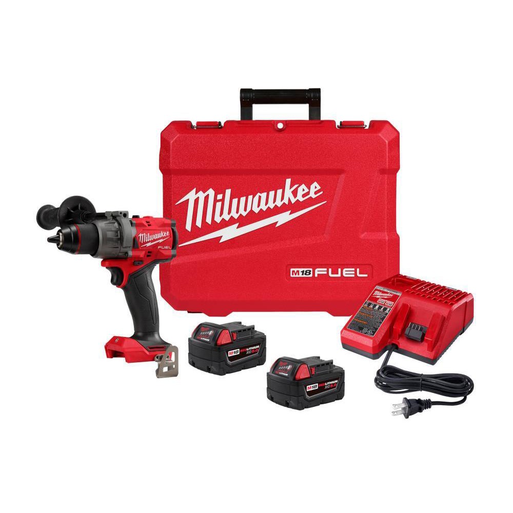 Milwaukee 2903-22 M18 FUEL 18V Lithium-Ion Brushless Cordless 1/2 in. Drill/Driver Kit W/(2) 5.0Ah Batteries. Charger. and Hard Case