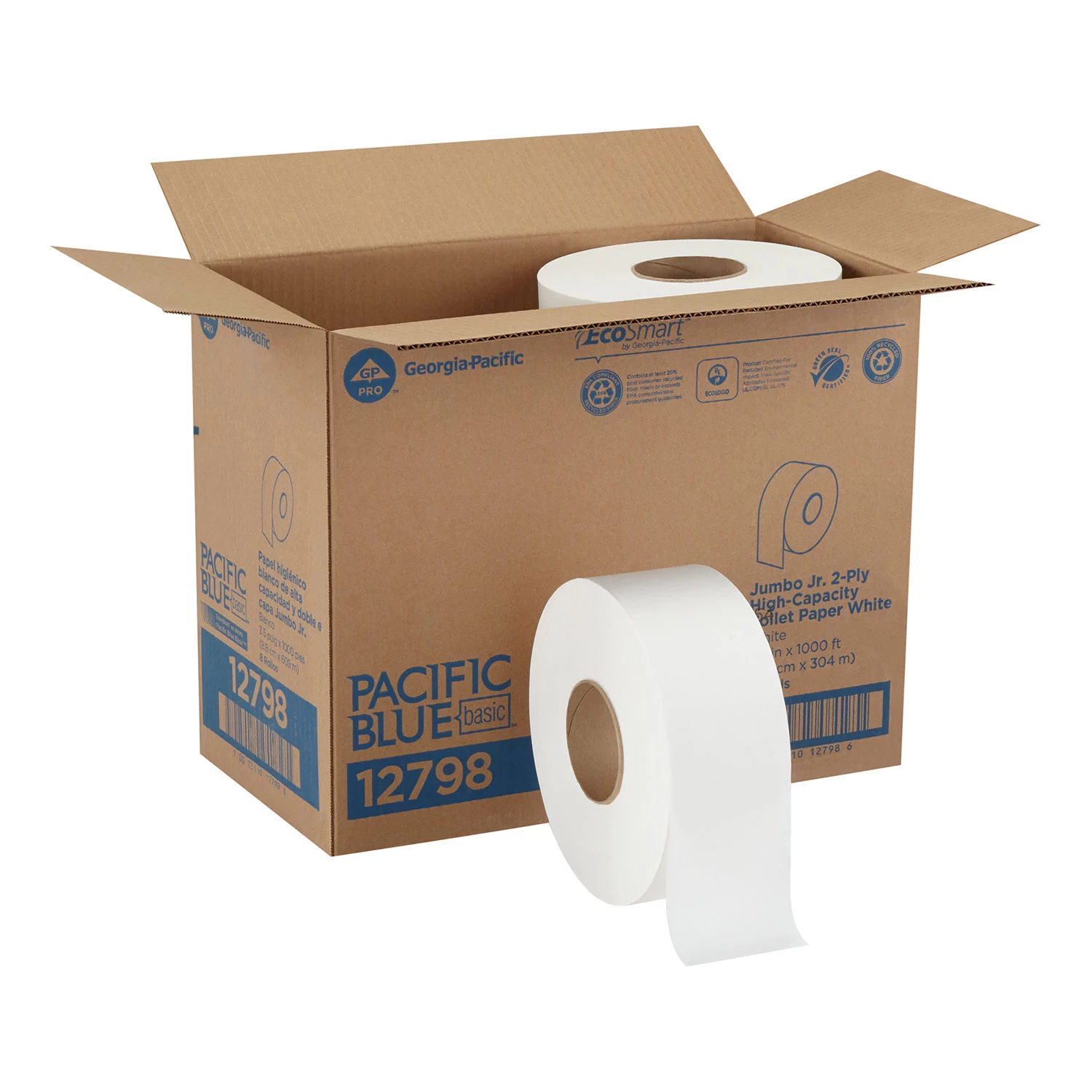 Georgia Pacific Jumbo Jr. Bathroom Tissue Roll. 2-Ply. 1000 Ft. Roll. 8 Rolls/Carton