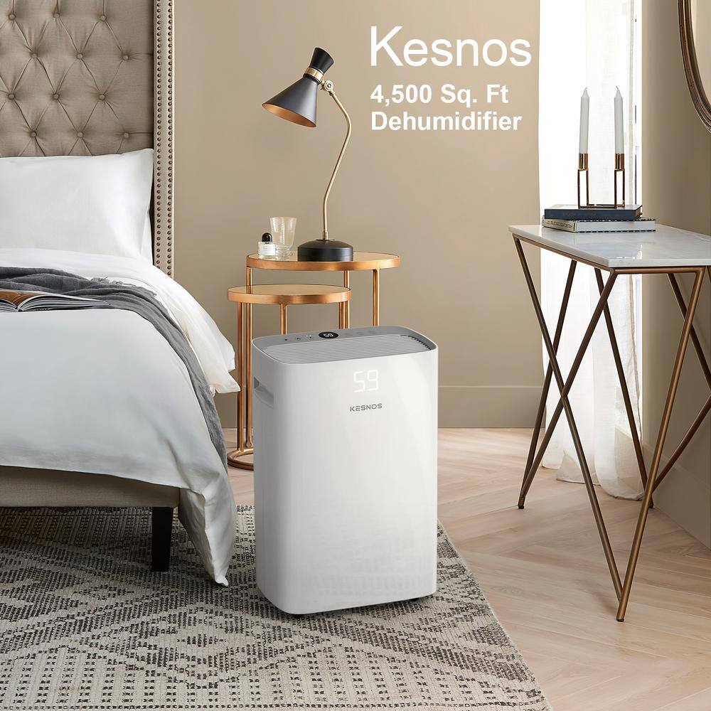 KESNOS HDCX-PD08A-18-1 50-Pint Capacity Home Multifunction Dehumidifier With Bucket For Homes or Bedrooms up to 4.500 sq. ft.. White