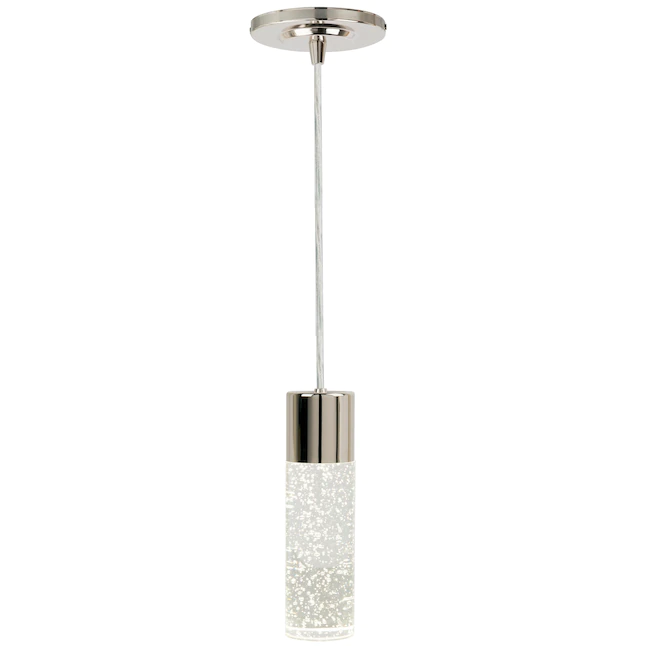 Style Selections  Dunwynn Polished Nickel Modern/Contemporary Seeded Glass Cylinder LED Mini Pendant Light