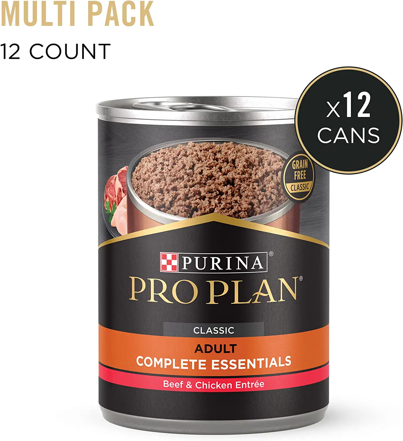 Purina Pro Plan Grain Free Wet Dog Food Classic Beef and Chicken Entree - (12) 13 oz. Cans