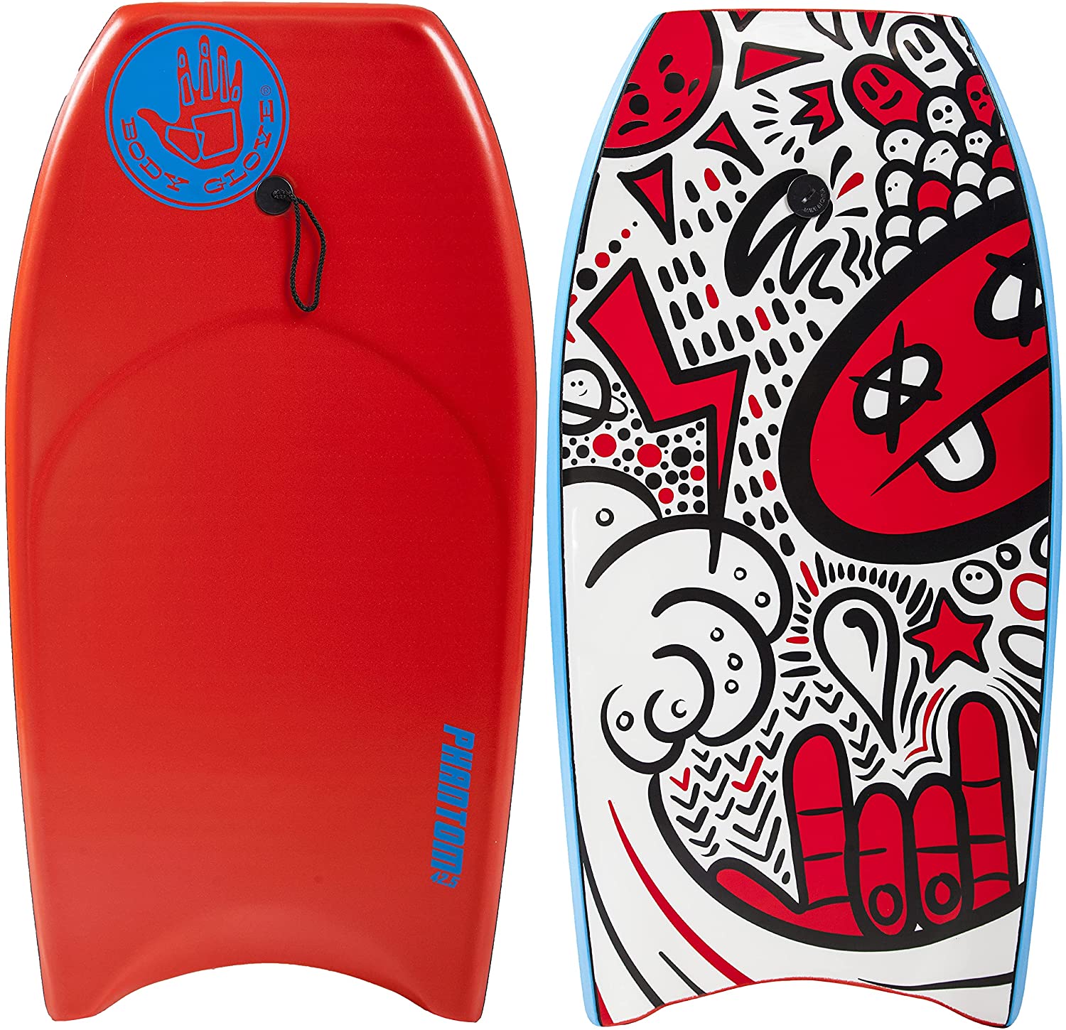 Body Glove Phantom 42.5 Inch Bodyboard - EPS Core. HDPE Slick. Crescent Tail. Graphic Slick. Includes Leash for Men. Women. Kids - Durable