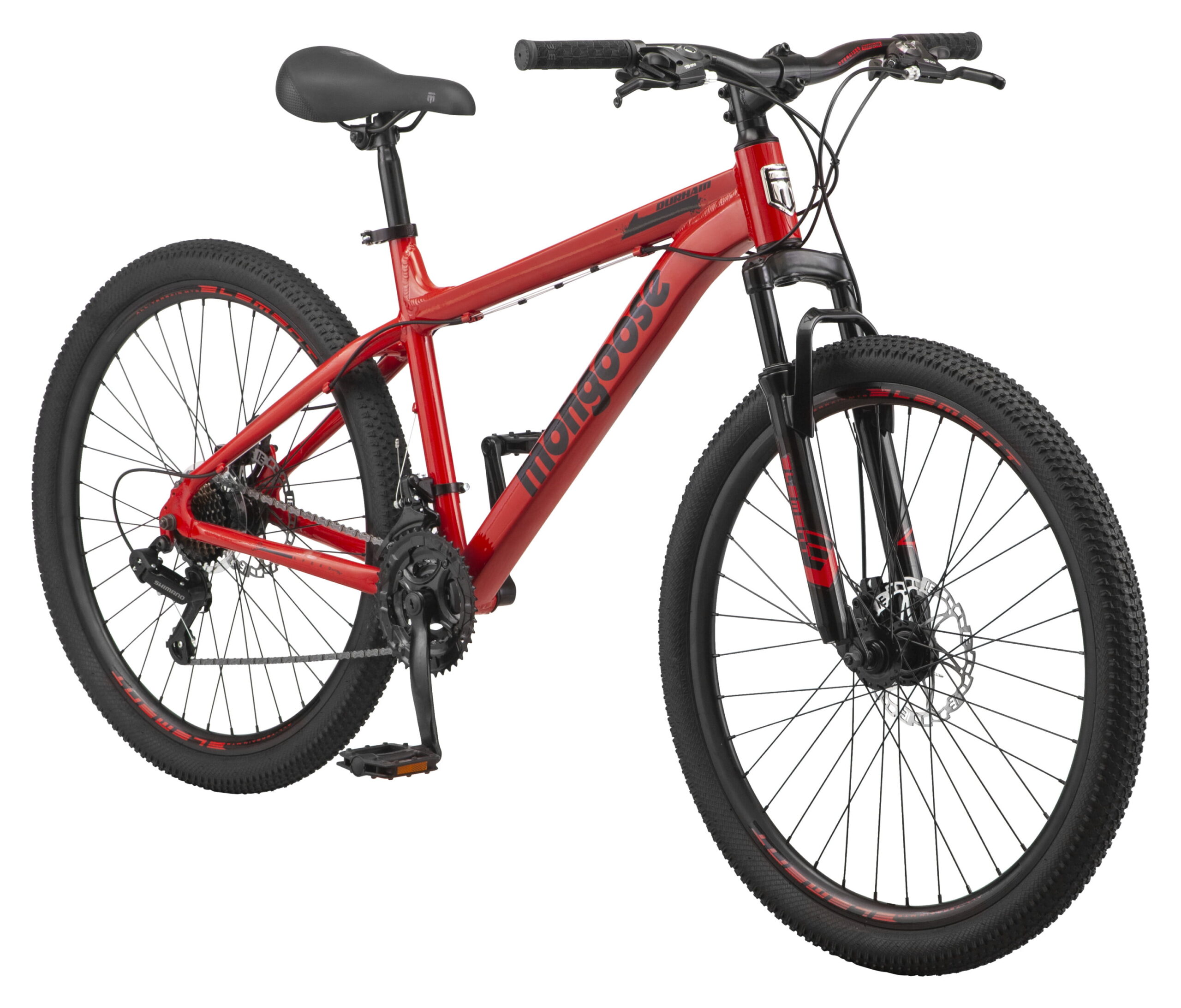 Mongoose 26-in. Durham Unisex Mountain Bike. Red and Black. 21 Speeds