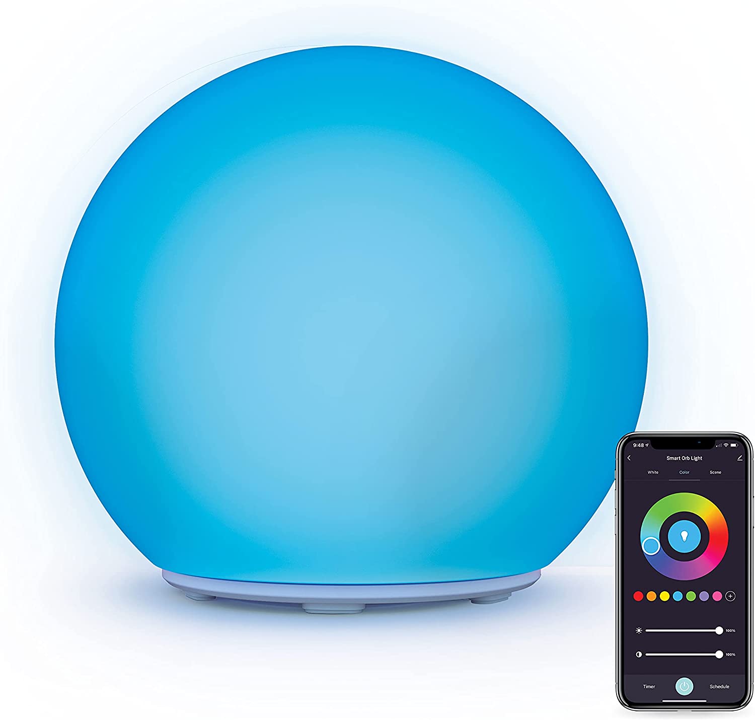 Atomi Smart Portable Orb LED Light - Large. Indoor / Outdoor Ambience Light. Waterproof. WiFi-Compatible