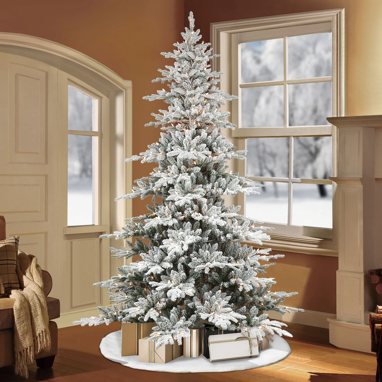 90” Lighted Artificial Pine Christmas Tree