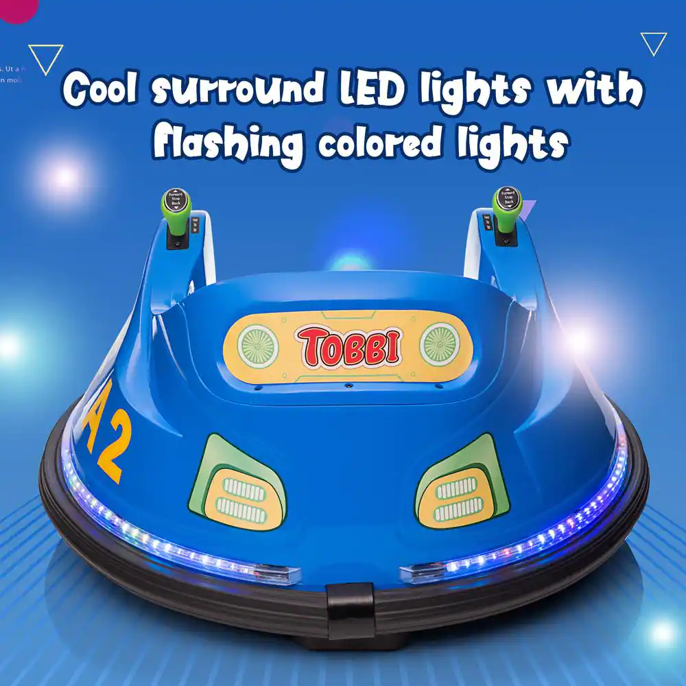 TOBBI TH17L0866 6-Volt Kids Bumper Car Electric Battery Powered Ride on Vehicle Toy with 360 Spin and LED Lights