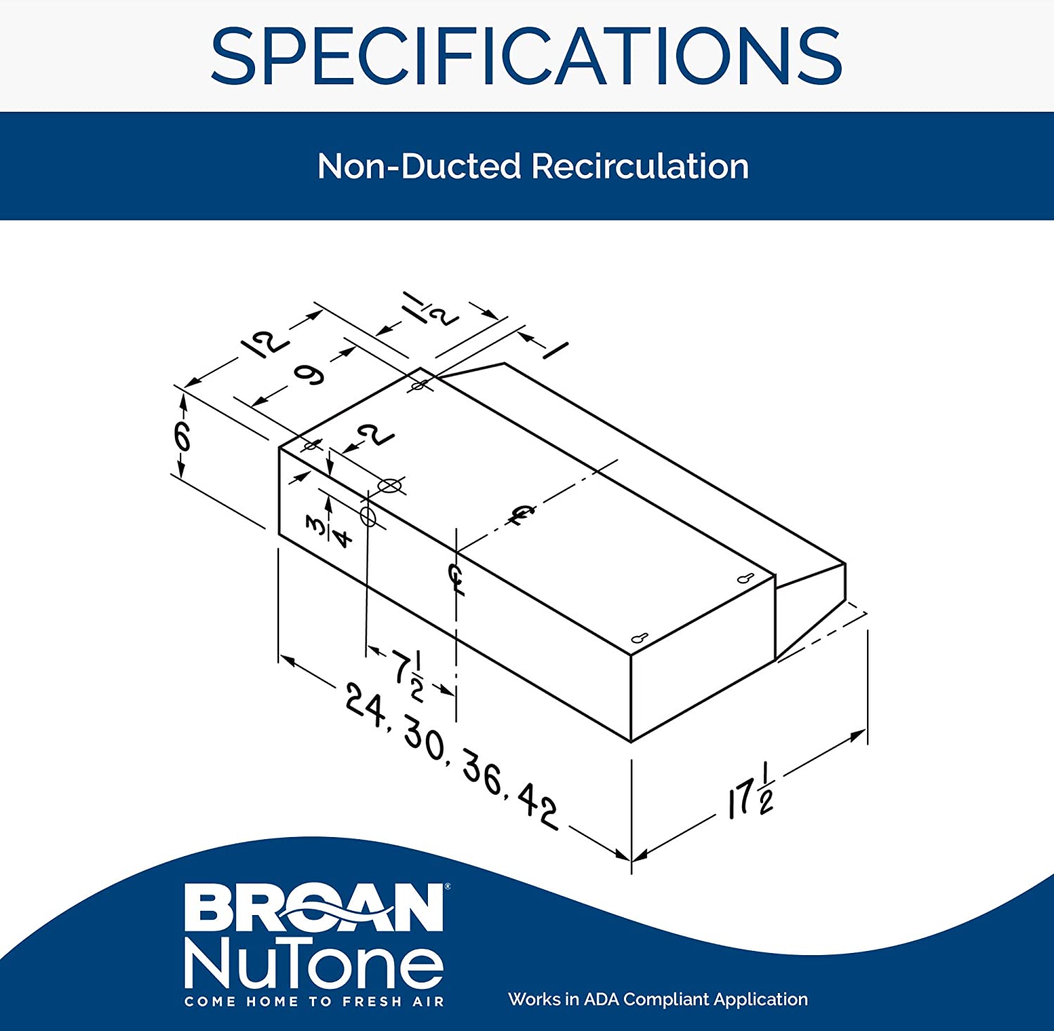 Broan-NuTone 413004 Non-Ducted Ductless Range Hood with Lights Exhaust Fan for Under Cabinet. 30-Inch. Stainless Steel