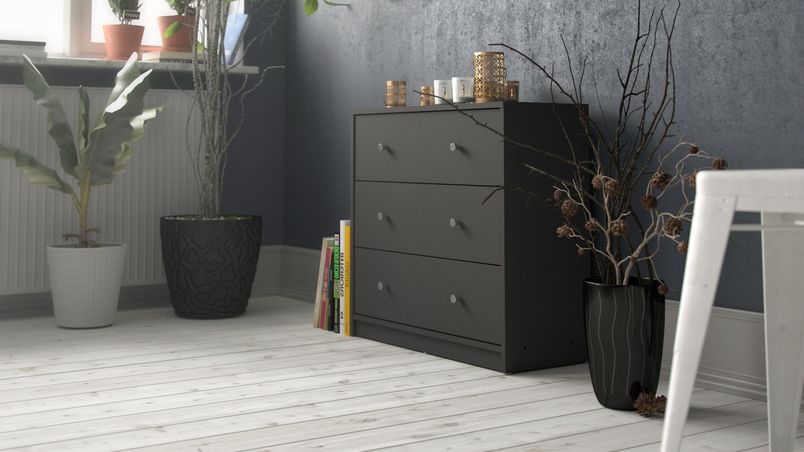 Tvilum Studio Collection 3-Drawer Dresser. Gray