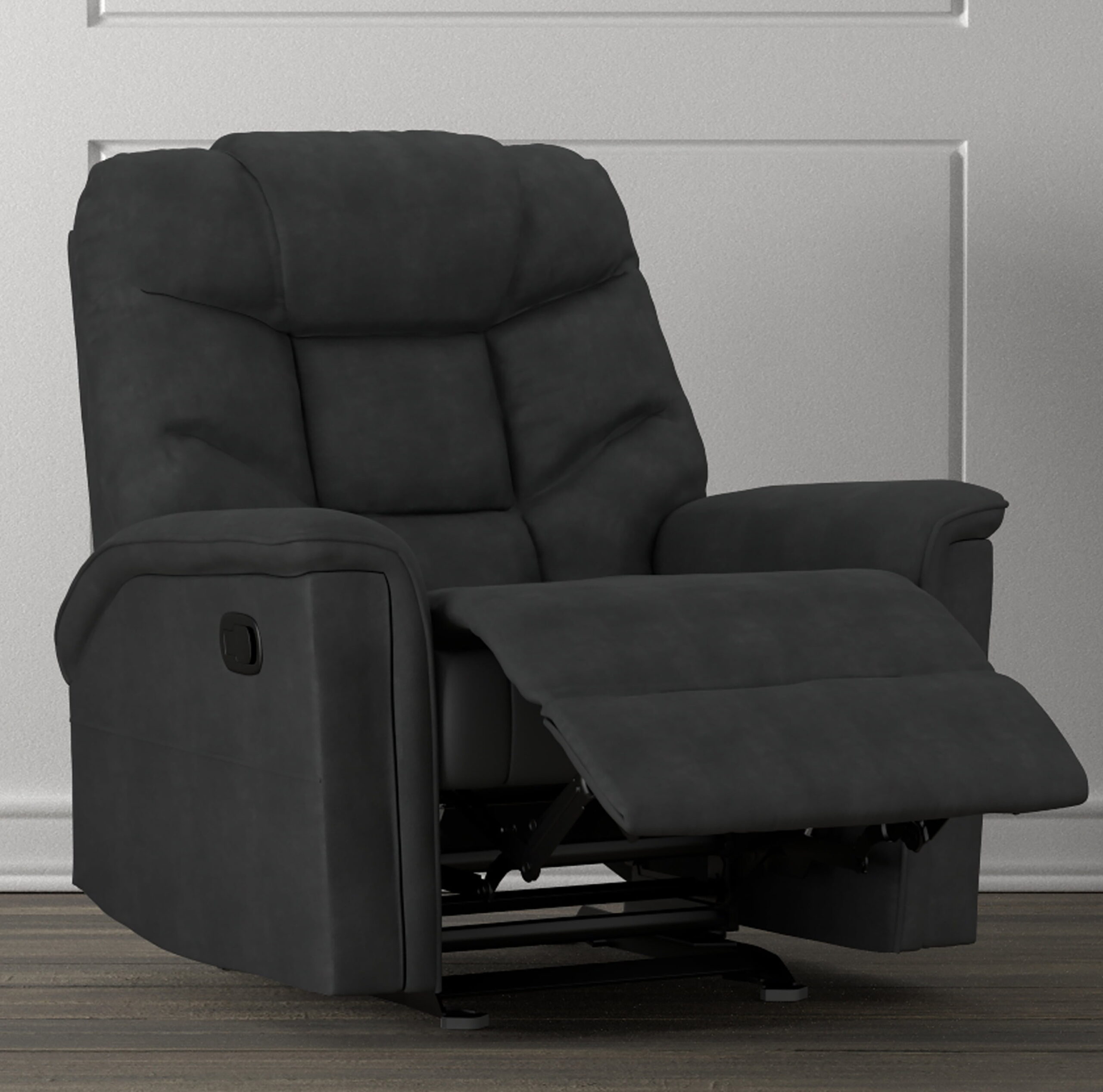 Homesvale Wall Hugger Recliner Chair. Gray Microfiber