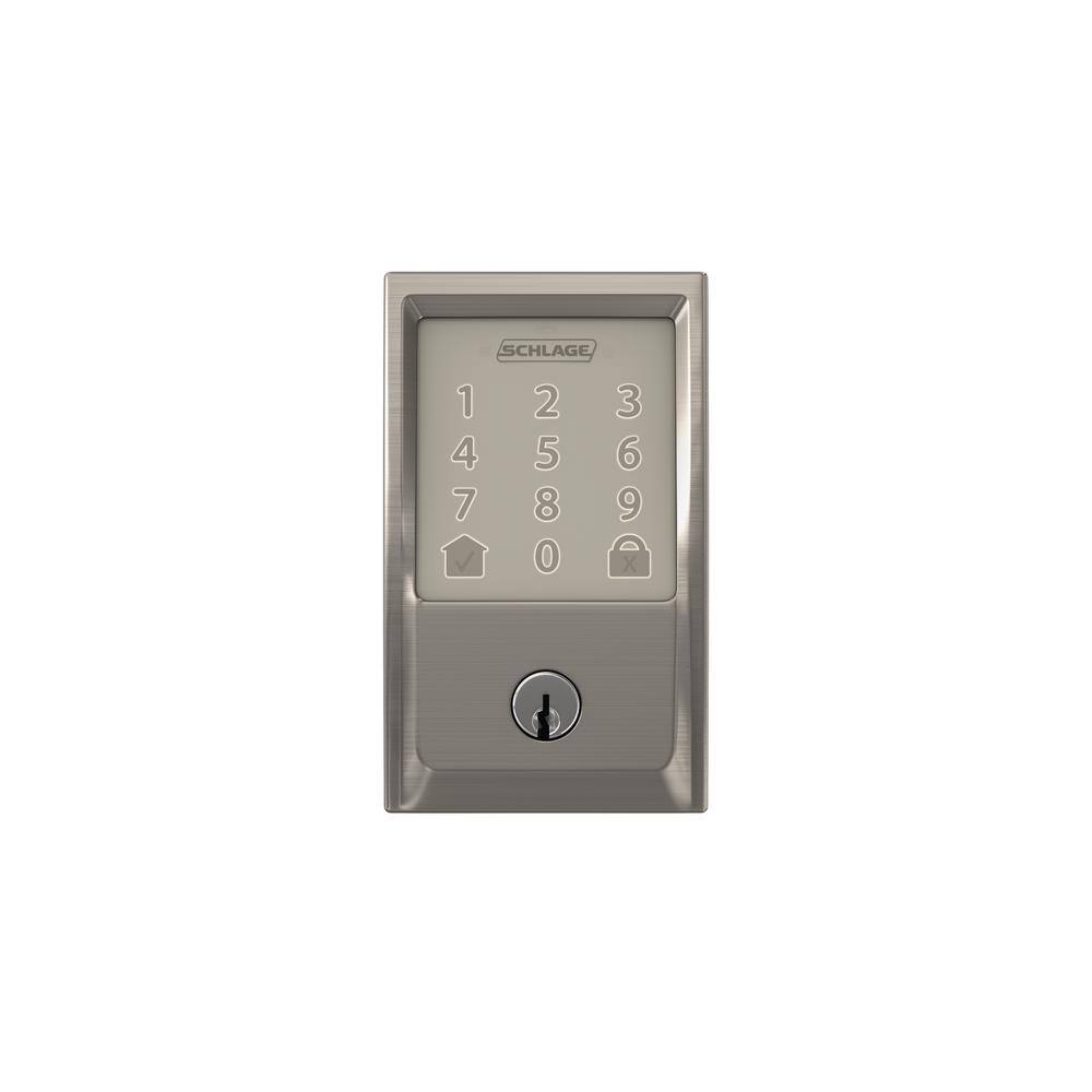 Schlage BE489WB CEN 619 Century Encode Smart WiFi Door Lock with Alarm in Satin Nickel