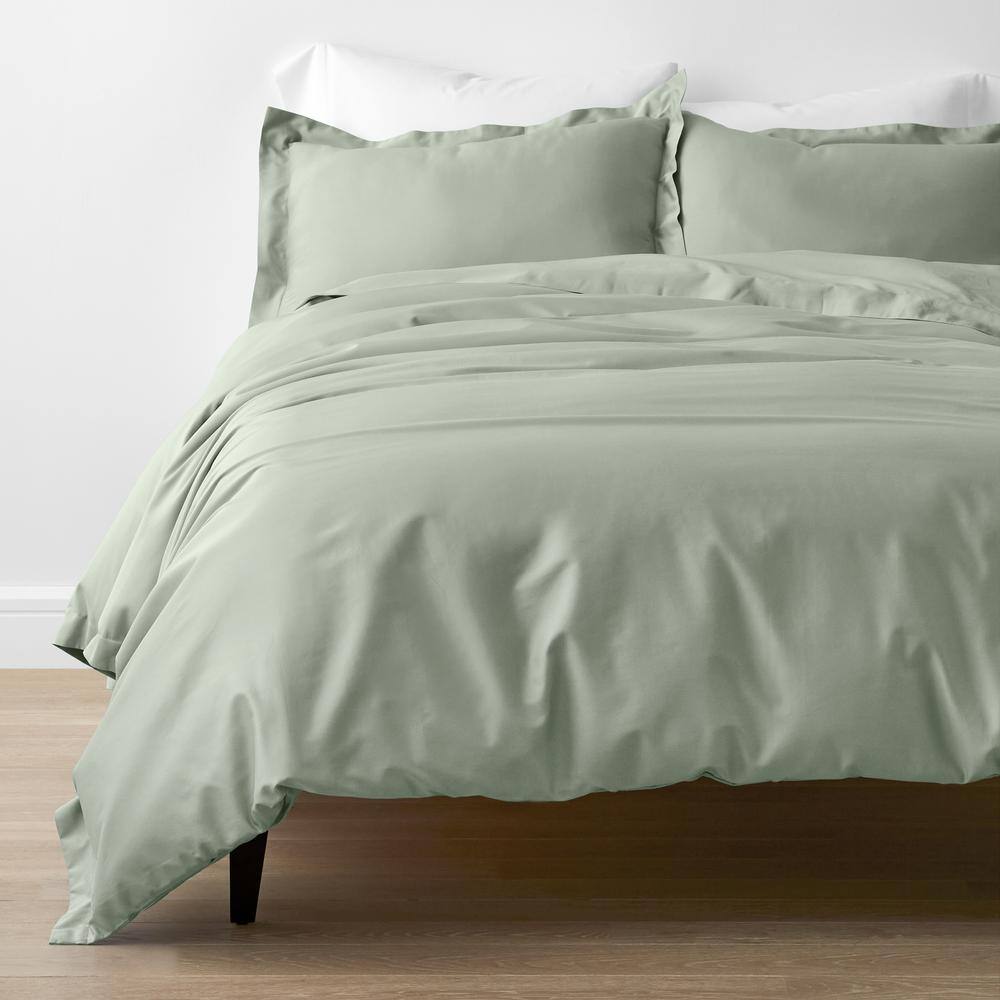 The Company Store  Tarragon Solid Rayon Made From Bamboo Cotton Sateen Queen Duvet Cover - Tarragon