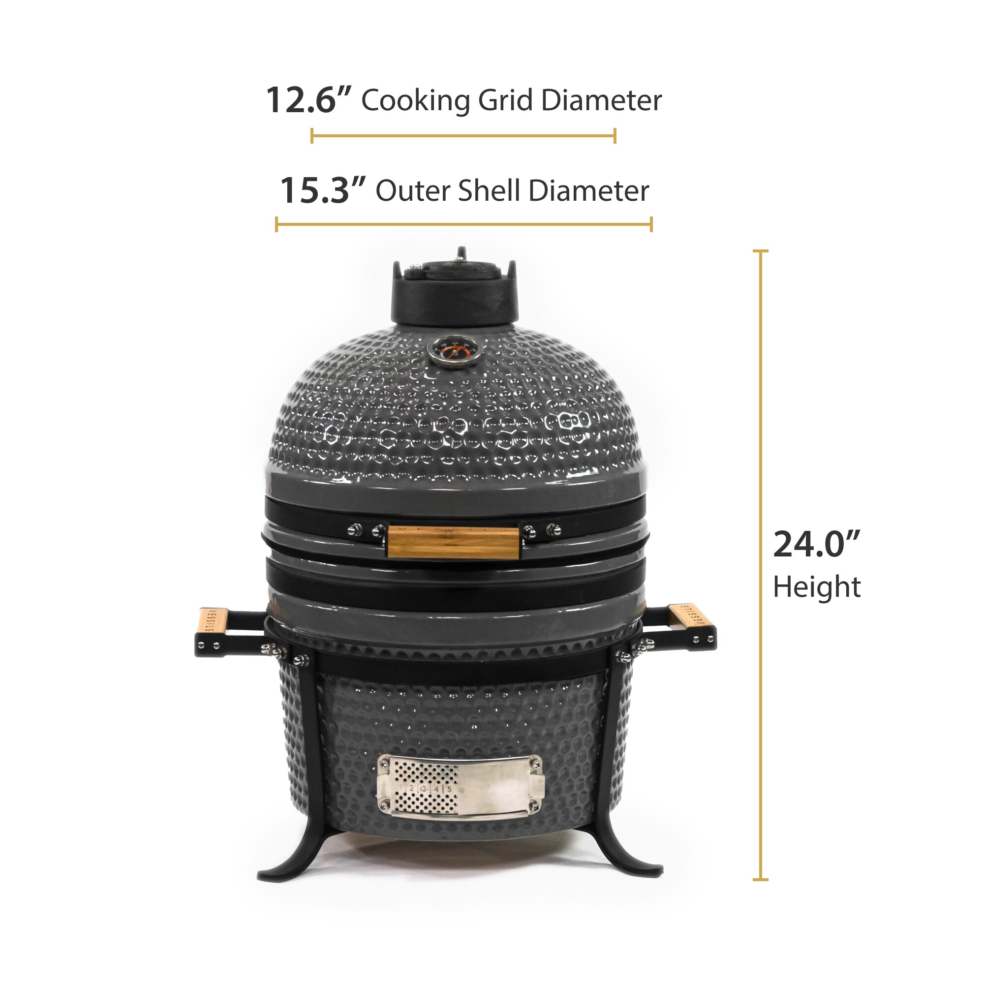 VESSILS MY15TT004 12.6-in W Gray Kamado Charcoal Grill