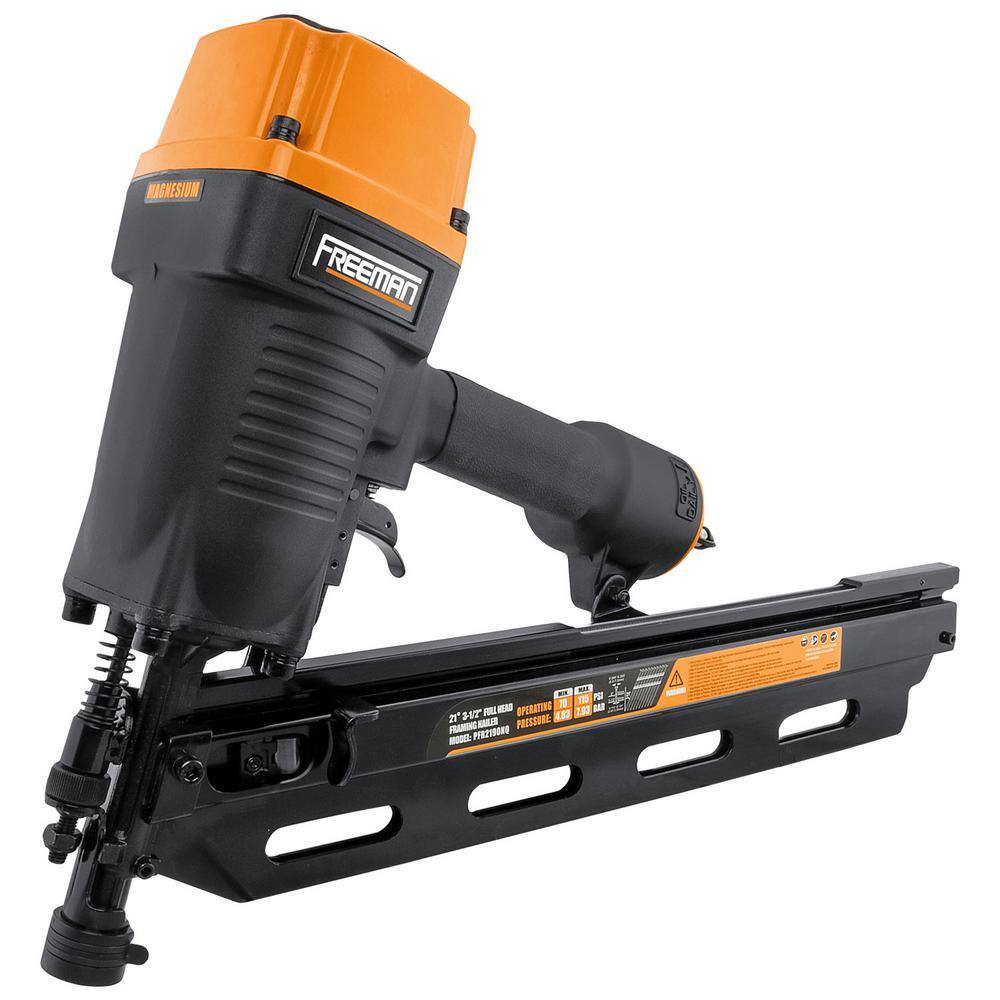 Freeman PFR2190NQ Pneumatic 3-1/2 in. 21 Degree Full Round Head Framing Nailer with Nails (100-Count)