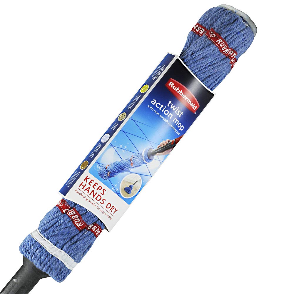 Rubbermaid 1809375 Commercial Products Self-Wringing Ratchet Twist Mop with Blended Yarn Head. 54-Inch