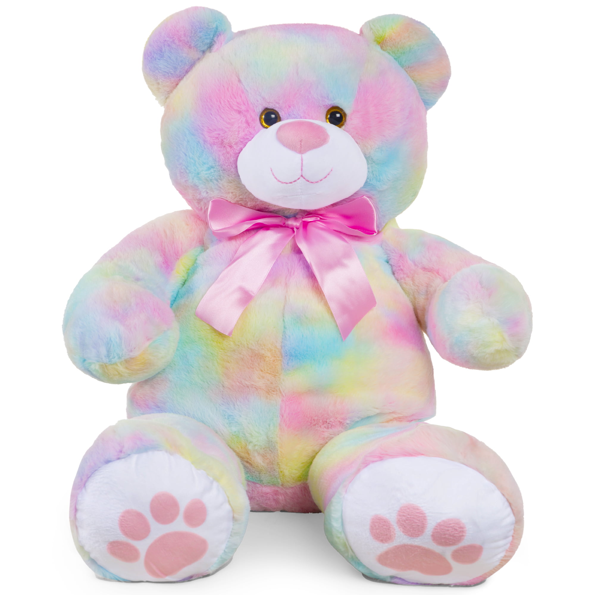 Best Choice Products 38in Giant Soft Plush Teddy Bear Stuffed Animal Toy w/ Bow Tie. Footprints - Pastel