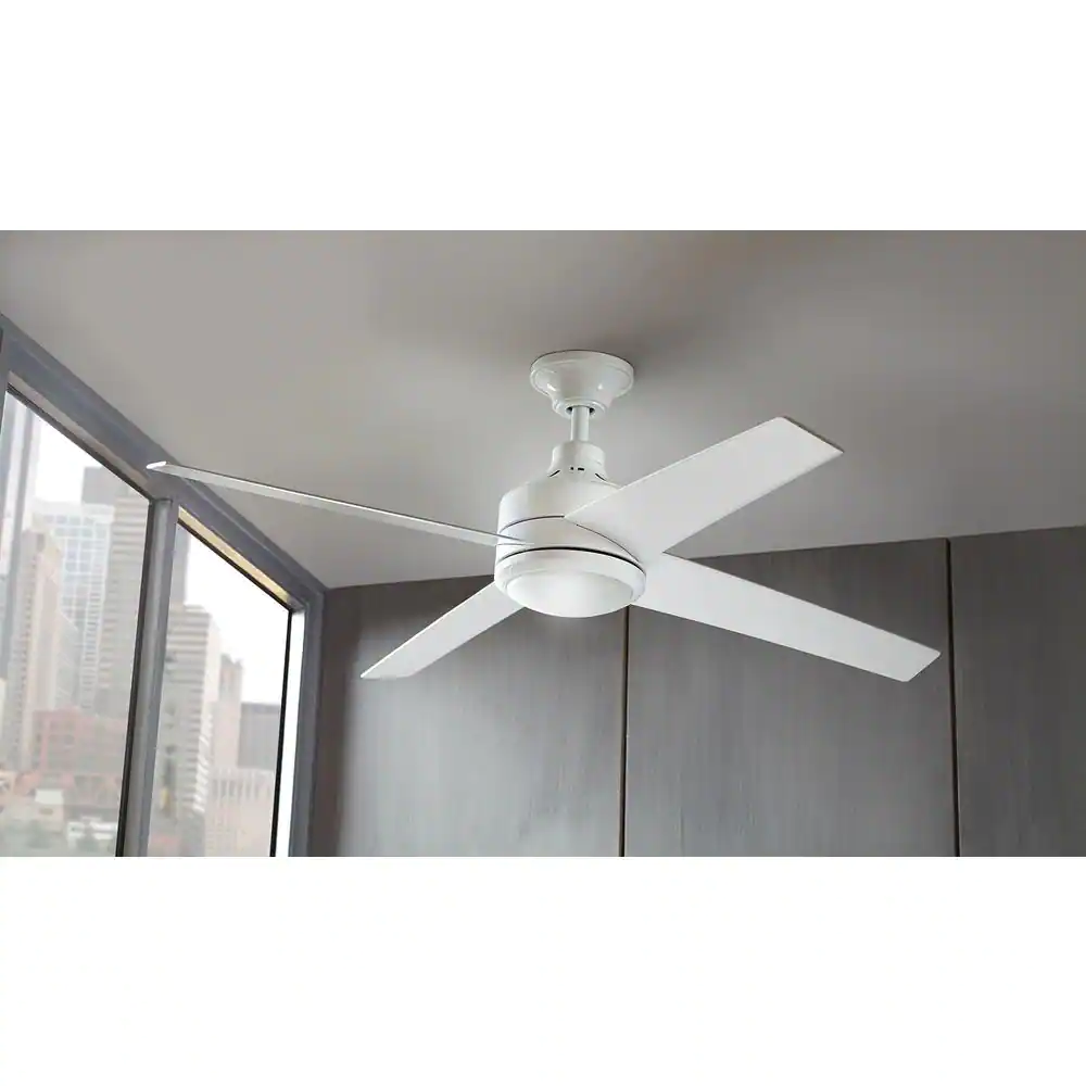 Home Decorators Collection 54727 BOND Mercer 52 in. Integrated LED Indoor White Ceiling Fan with Light Kit works with Google Assistant and Alexa