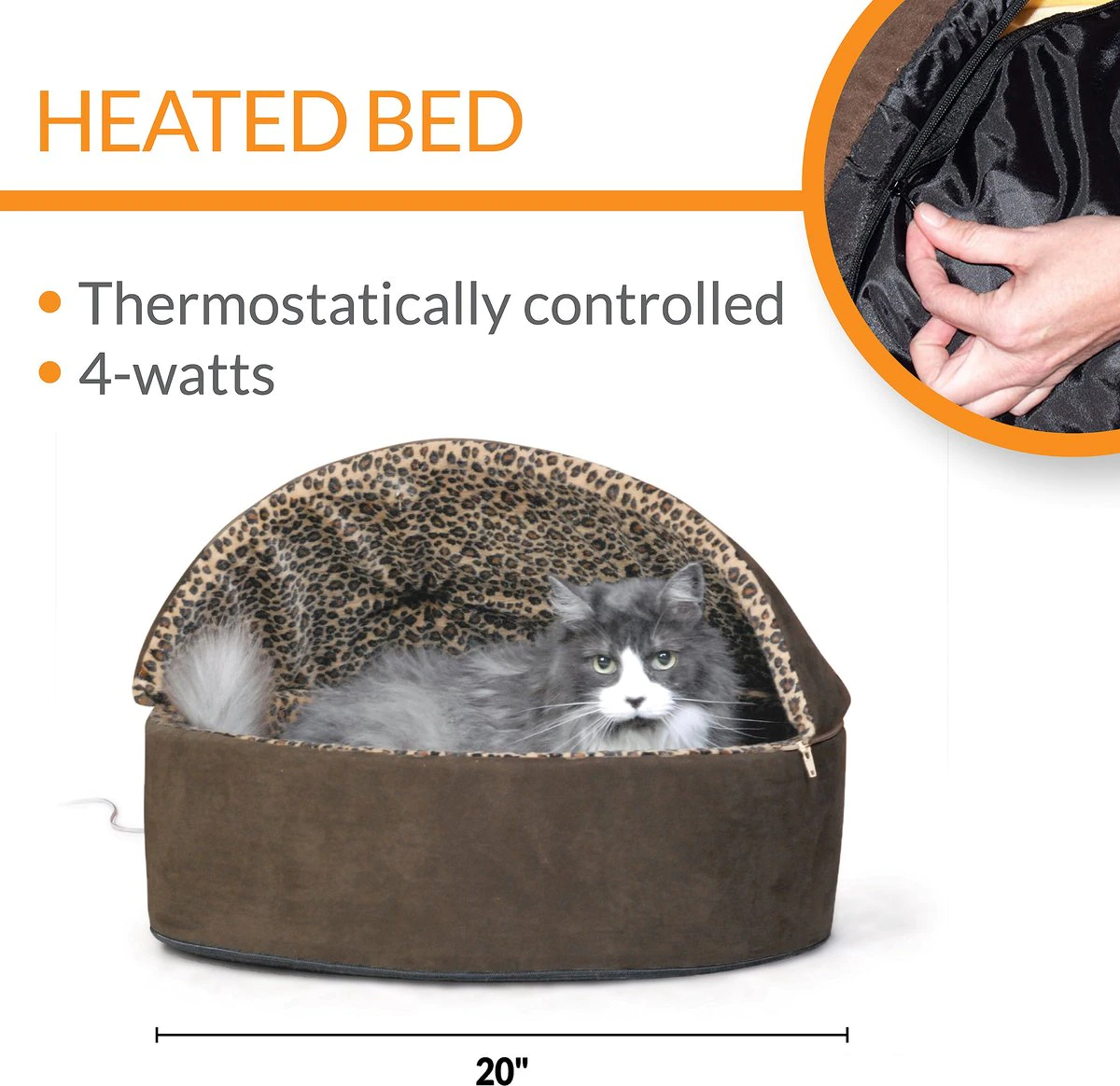 K&H Pet Products Thermo-Kitty Deluxe Hooded Cat Bed. Mocha