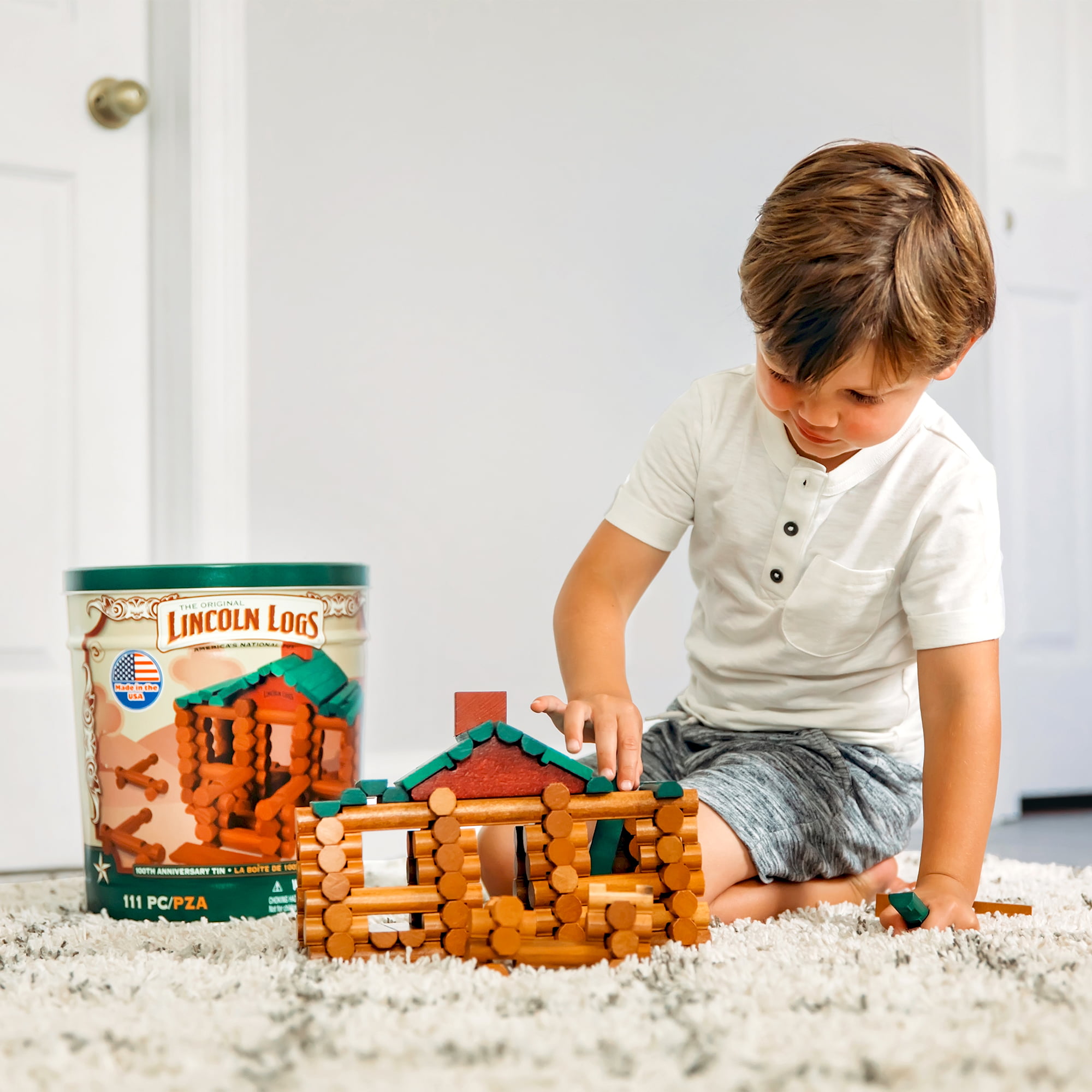 Lincoln Logs 100th Anniversary 111 Pieces Collectible Tin