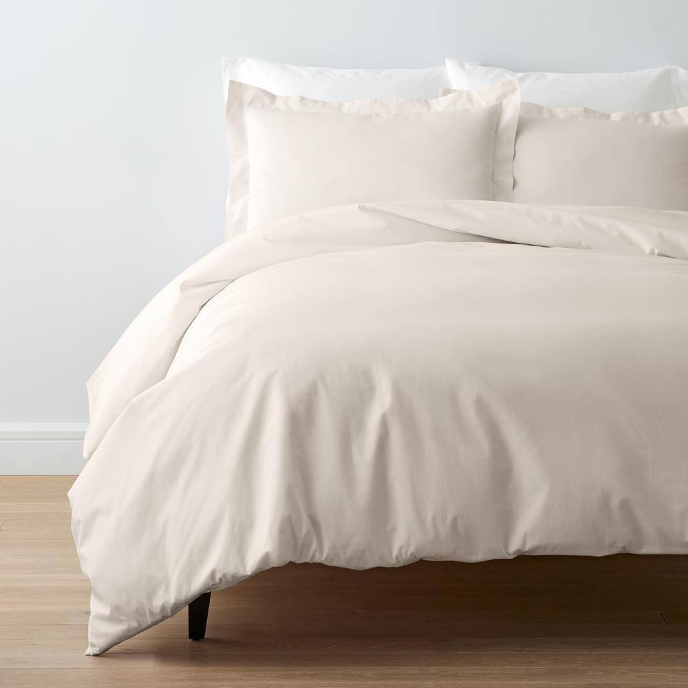 The Company Store  Company Cotton Ivory Solid 300-Thread Count Cotton Percale King Duvet Cover - Ivory
