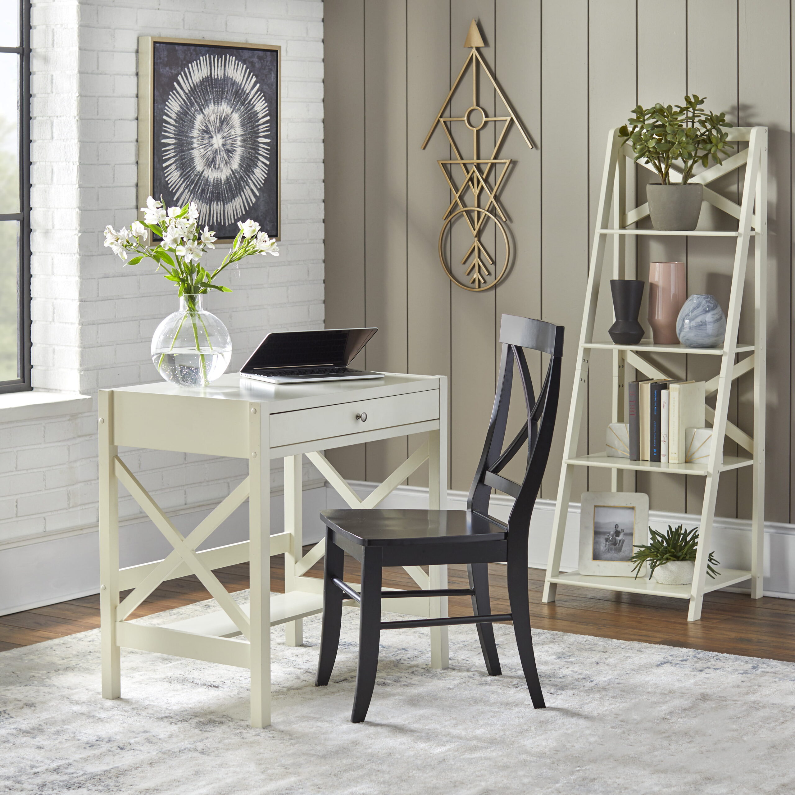 TMS x 4-Tier Shelf. Ladder Bookcase. White