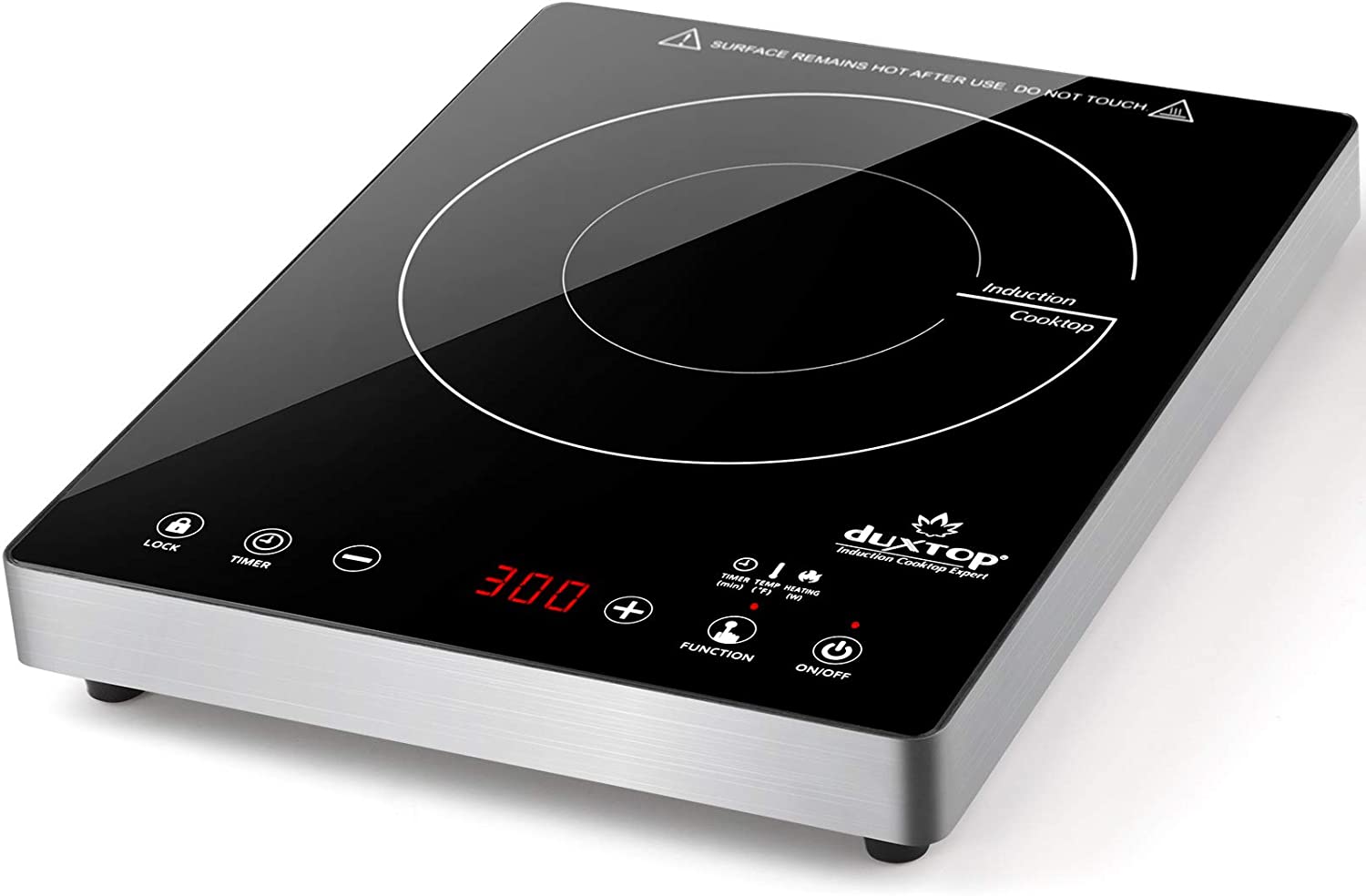 Duxtop Portable Induction Cooktop. High End Full Glass Induction Burner with Sensor Touch. 1800W Countertop Burner with Stainless Steel Housing. E200A. Black