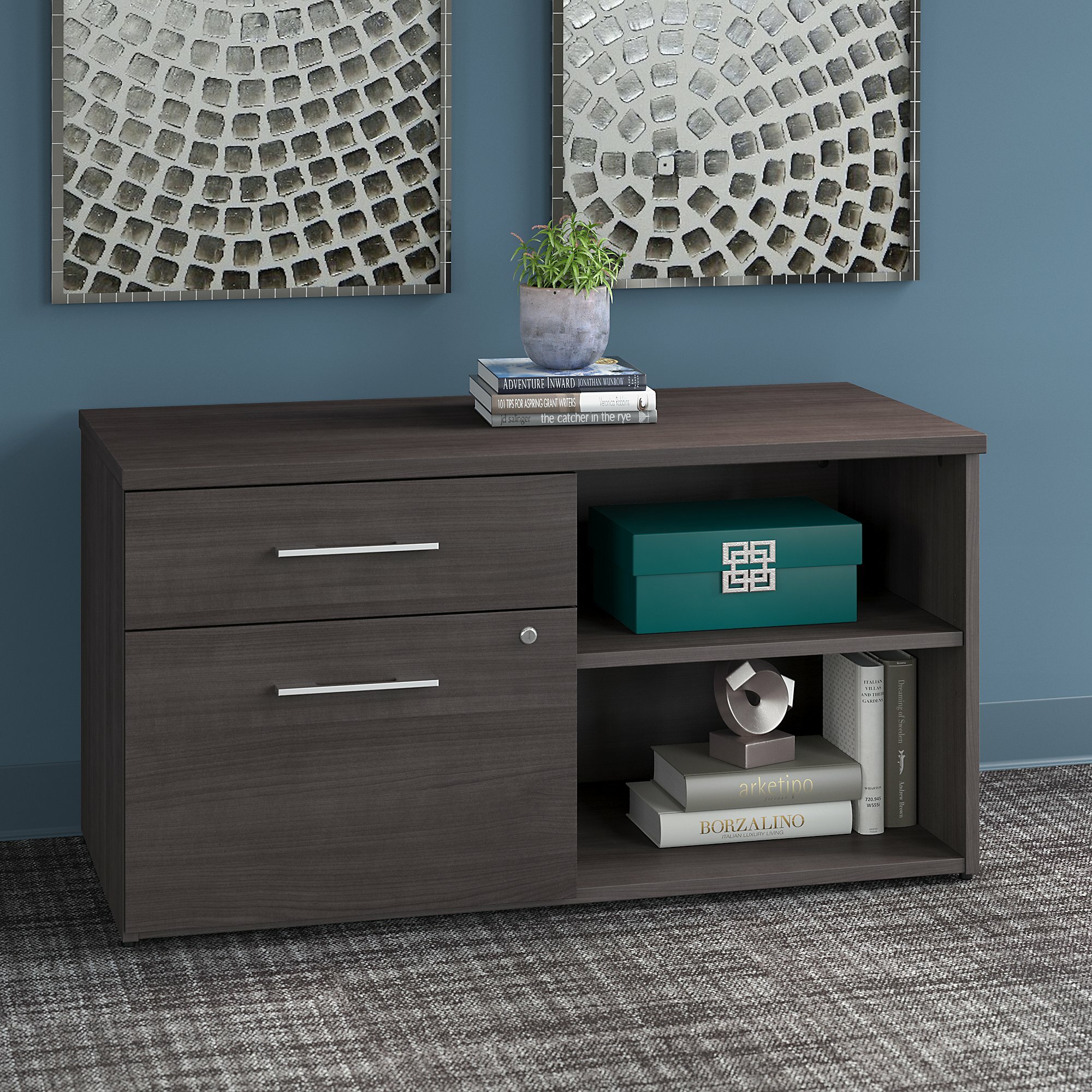 Bush Business Furniture Office 500 44.21” Wide 2 - Drawer Filing Storage Cabinet - Storm Gray