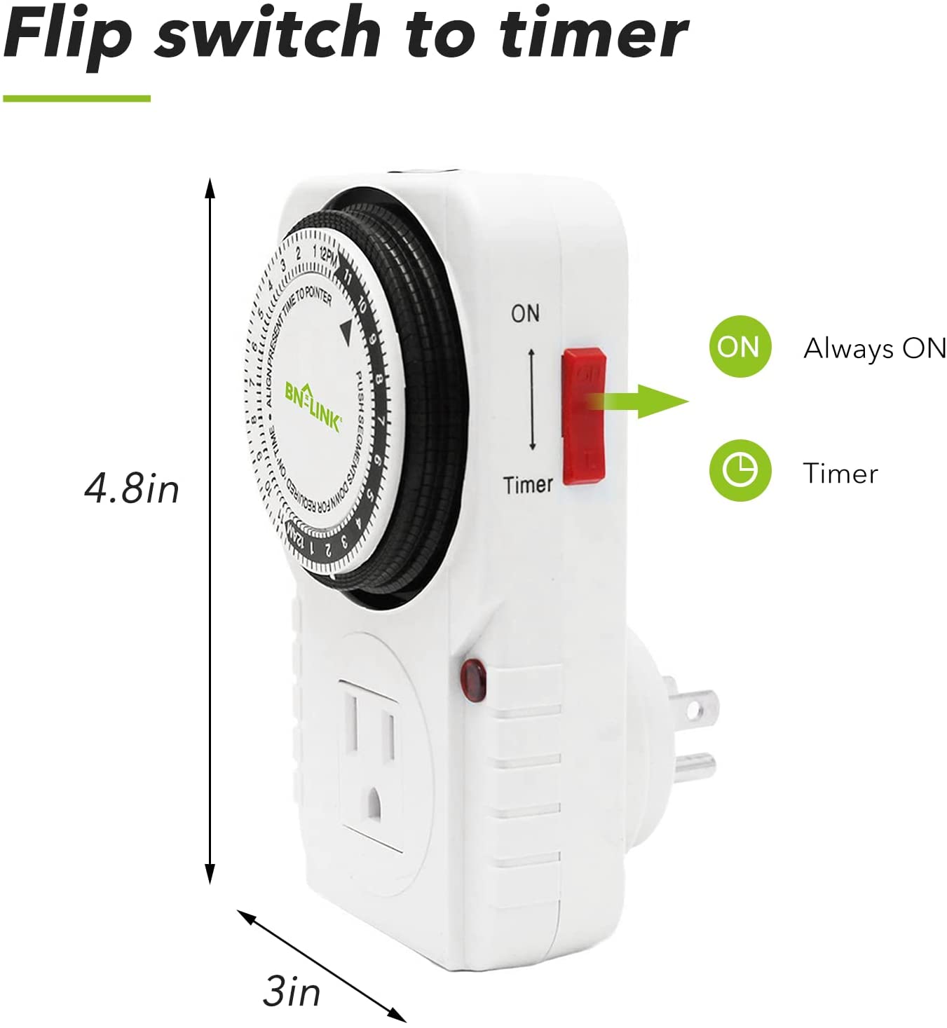 BN-LINK 24 Hour Plug-in Mechanical Timer Grounded Aquarium. 125VAC. 60 Hz. 1875W. 15A. 1/2HP (2)