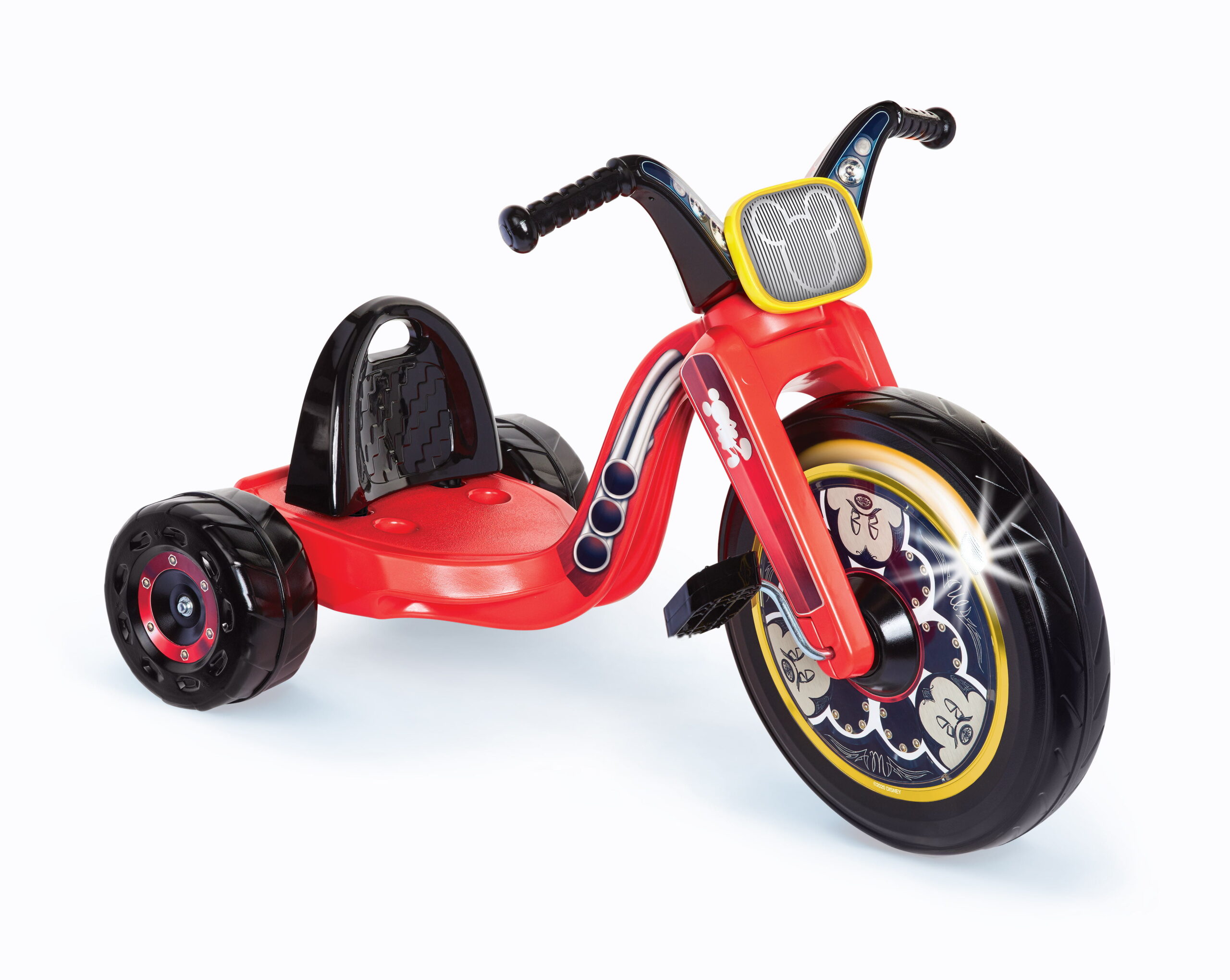 Mickey Mouse Kids Tricycle 15″ Fly Wheels Junior Cruiser Ride-On. Pedal Powered Trike with Build-in Light On Both Sides of Big Wheel. for Kids Boys Girls Ages 3-7 Year Old