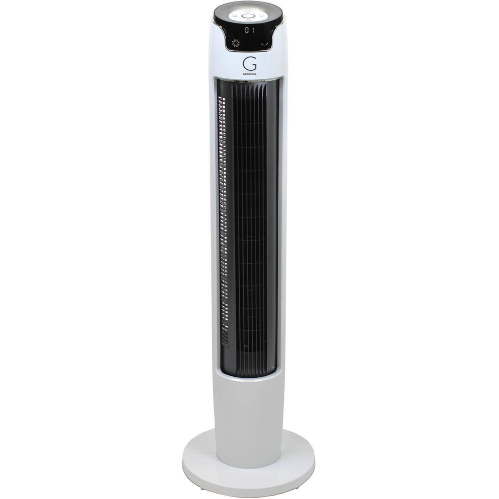 GENESIS G5TOWERFAN 43 in. Oscillating Digital Tower Fan with Remote and Max Cool Technology. White