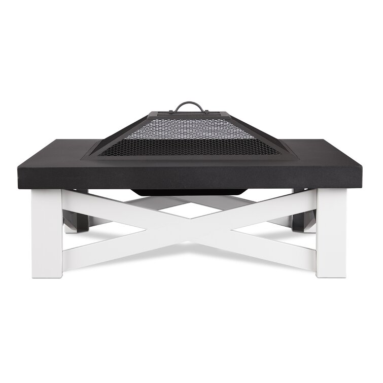 Austin 15.5” H x 33.63” W Steel Wood Burning Outdoor Fire Pit with Lid