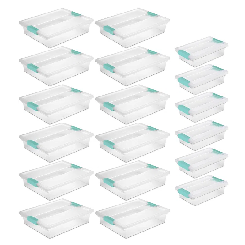 Sterilite Large Clip 5.5 Qt. Storage Box Container (6-Pack) + Small Clip Box (6-Pack)