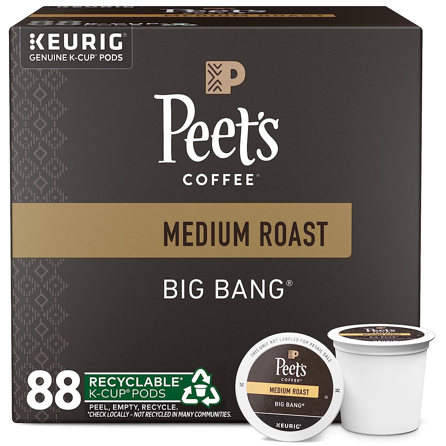 Peet-s Coffee. Medium Roast K-Cup Pods for Keurig Brewers - Big Bang 88 Count (4 Boxes of 22 K-Cup Pods)